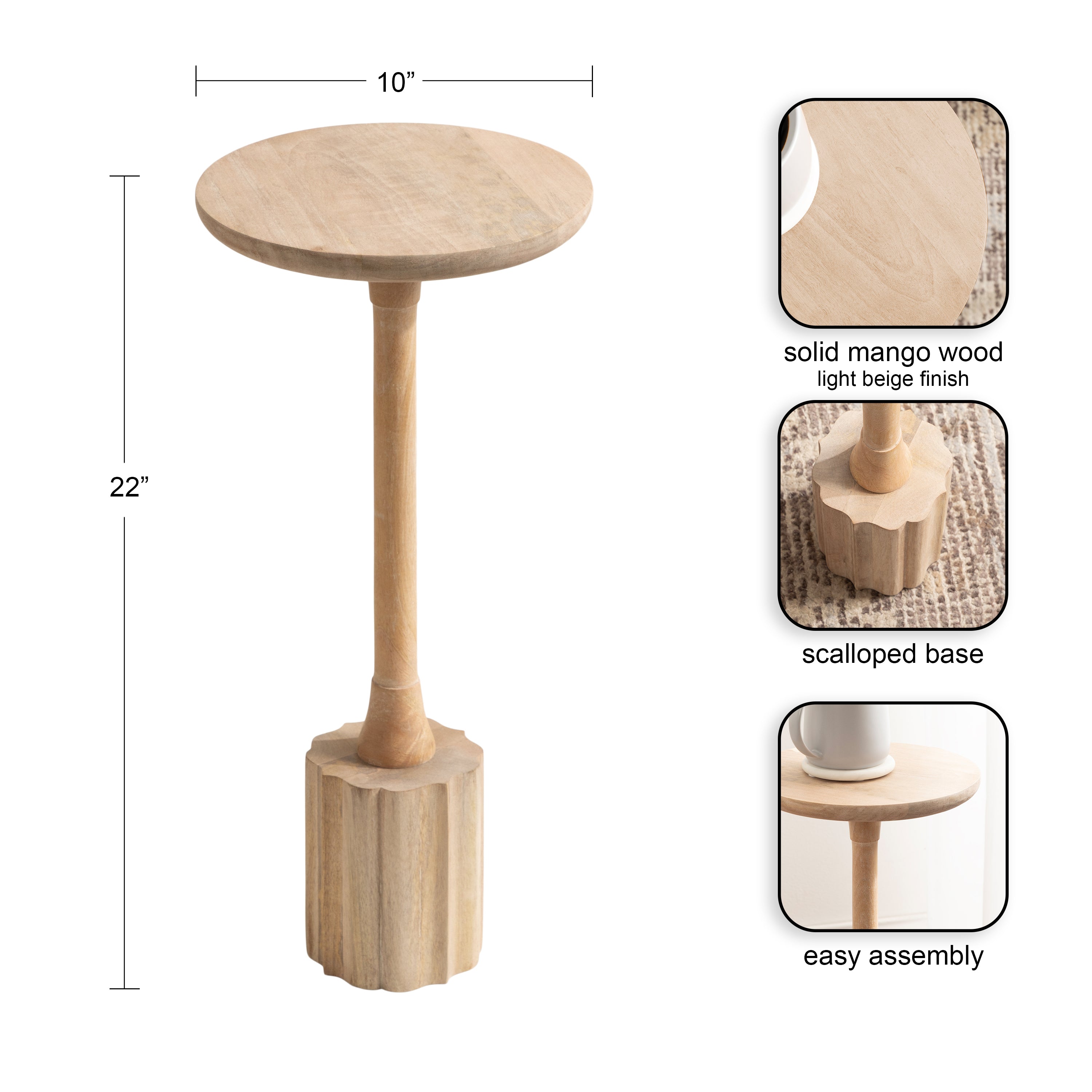 Drink Table Natural Beige 10x10x22 2