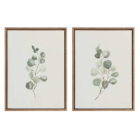 Sylvie Beaded Eucalyptus 4a and Eucalyptus 4b Framed Canvas Art Set by Maja Mitrovic of Makes My Day Happy