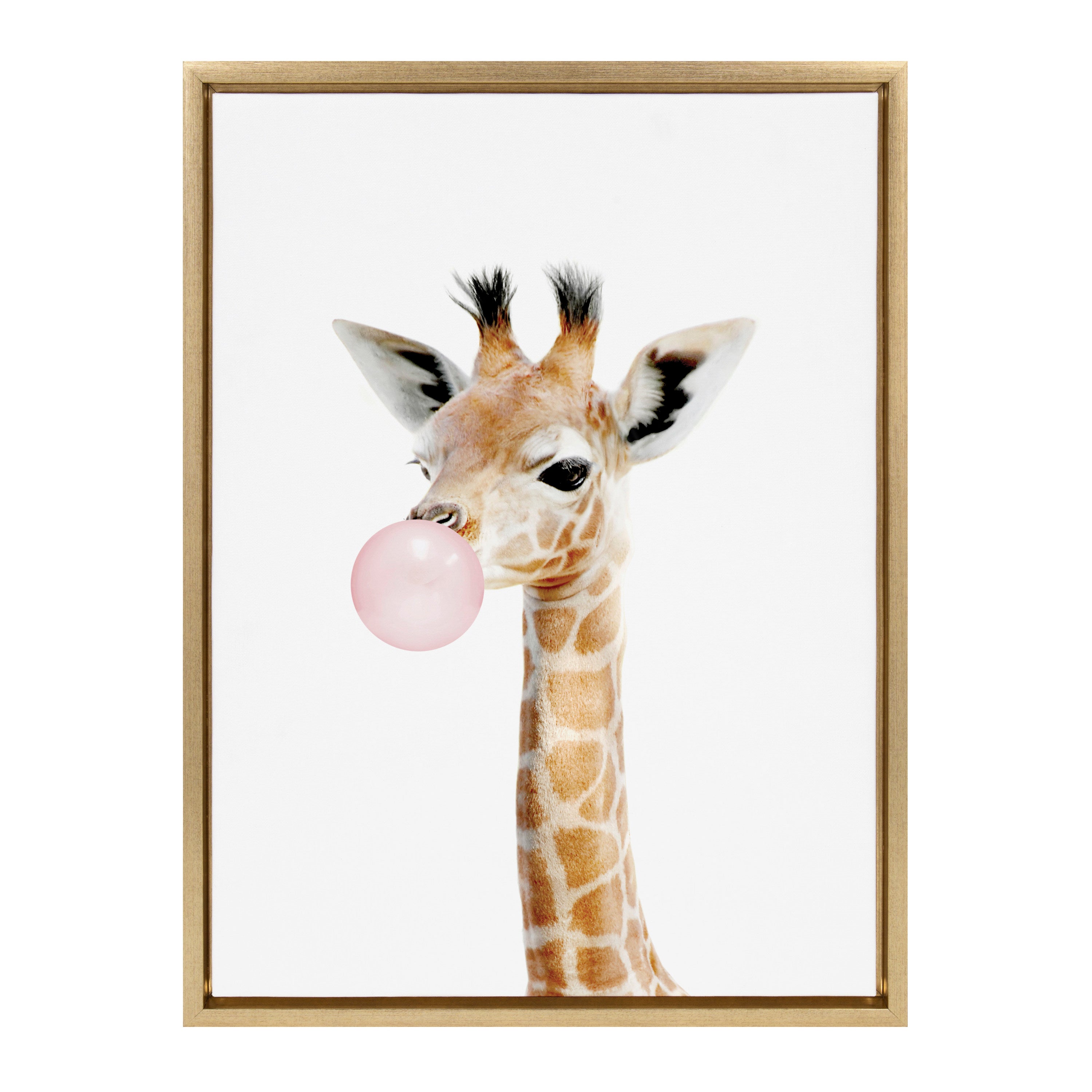 Sylvie Bubble Gum Giraffe Framed Canvas by Amy Peterson Art Studio