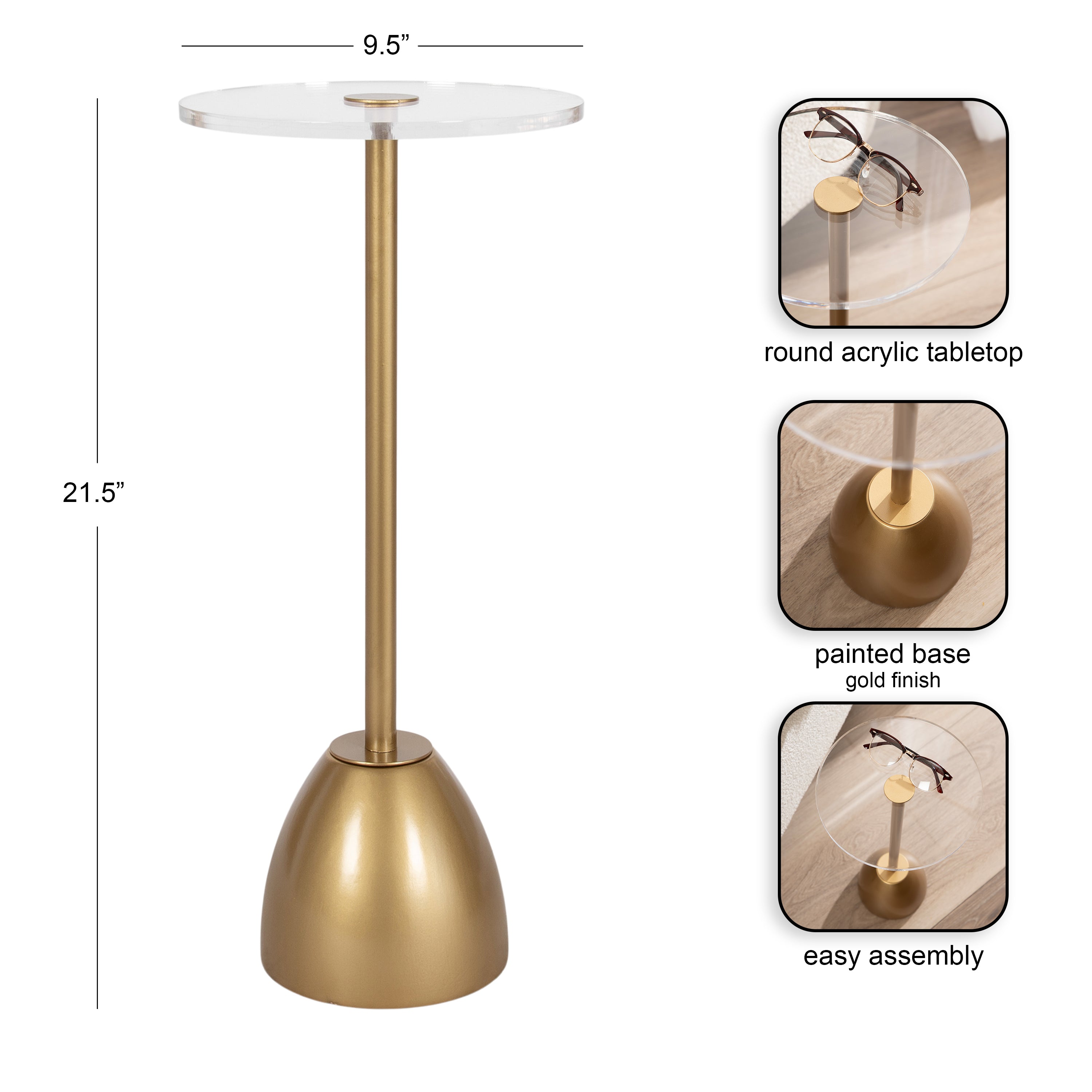 Drink Table 10x10x22 Gold 2