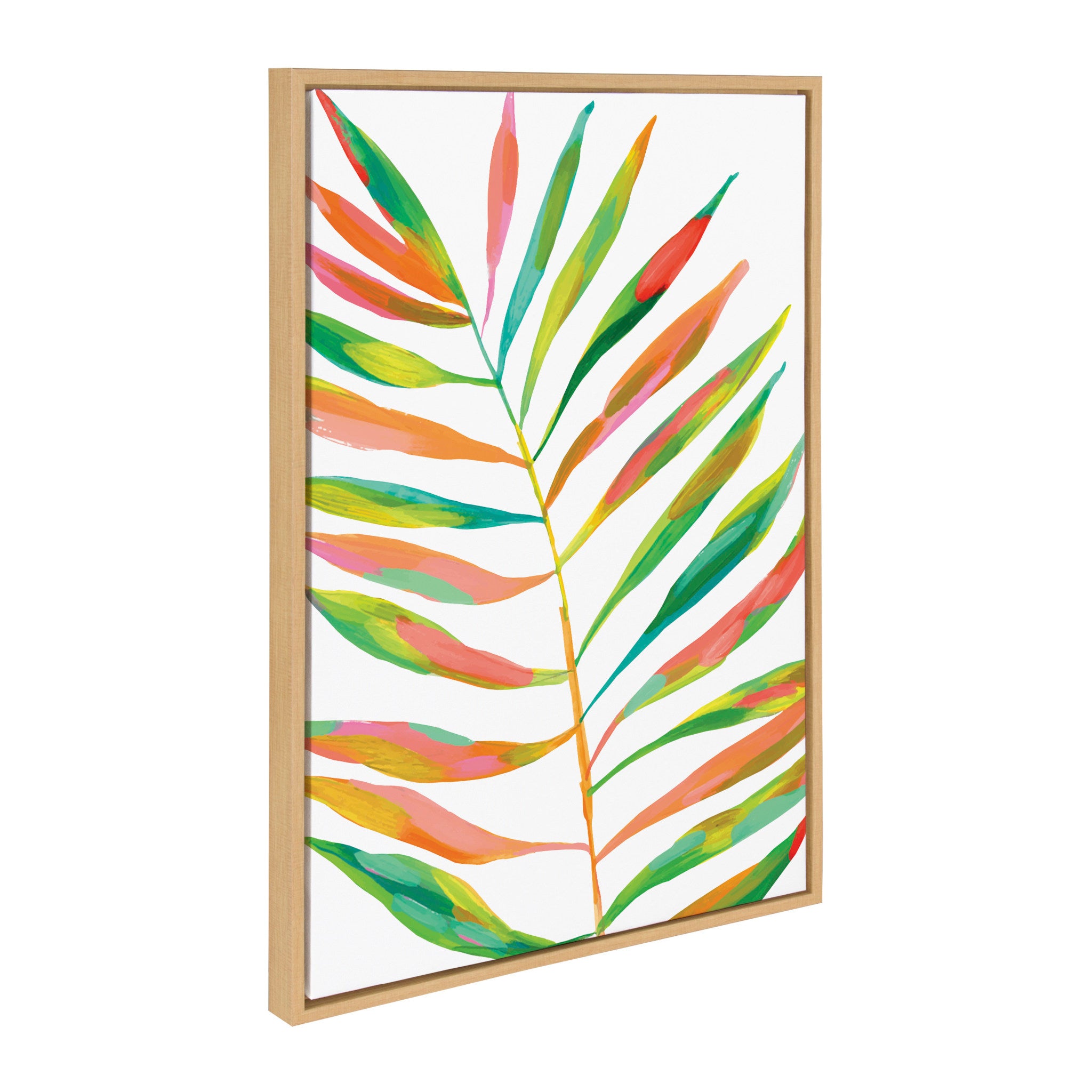 Sylvie EV Palma No. 2, Rainbow Palms Blush and Banana Leaves Framed Canvas Art Set by Various Artists