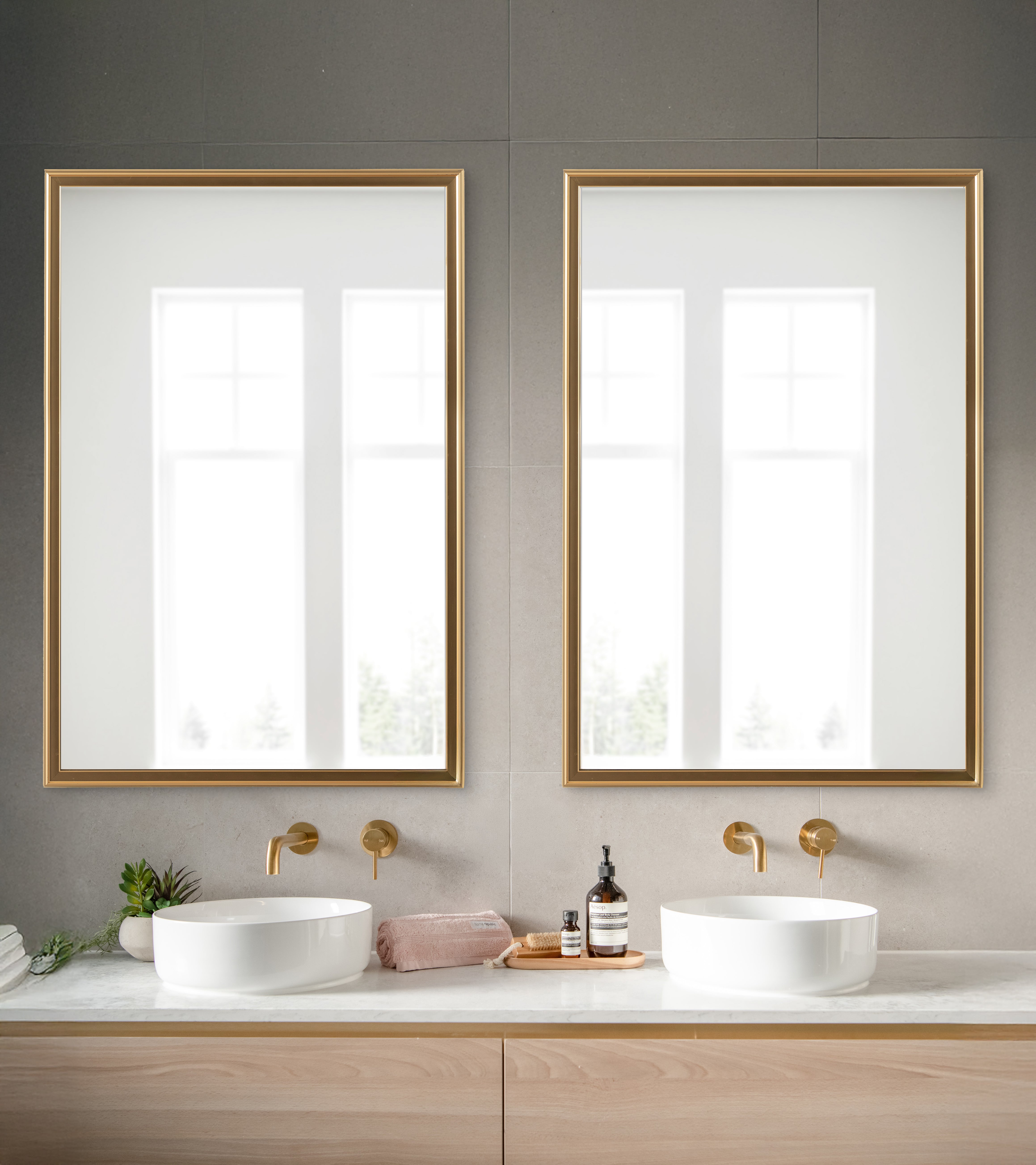 Rectangle Mirror Gold 26x38 7