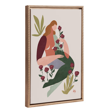 Sylvie Beaded Botanical Boho Figure Framed Canvas by Maggie Stephenson