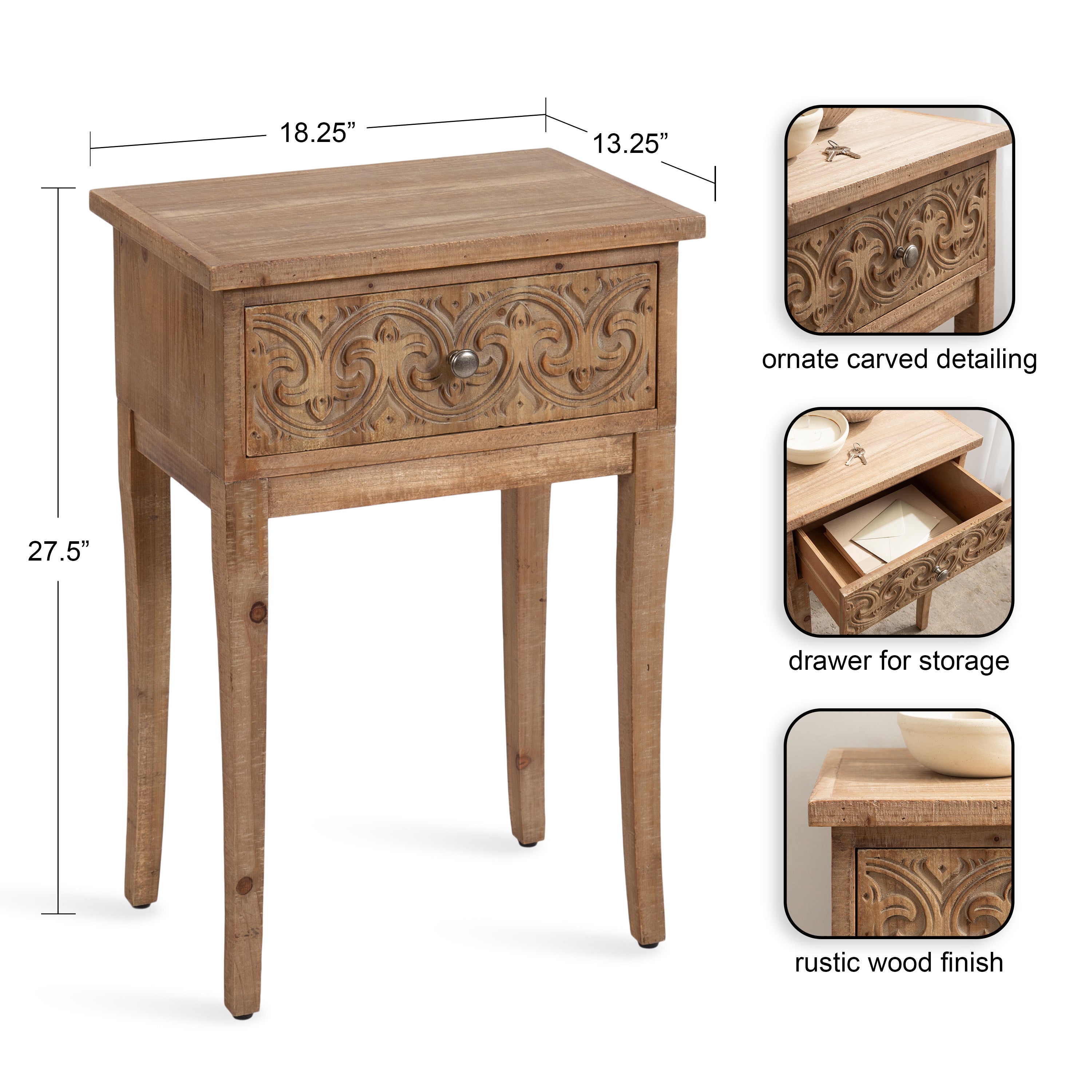 Cassetta Wood Side Table
