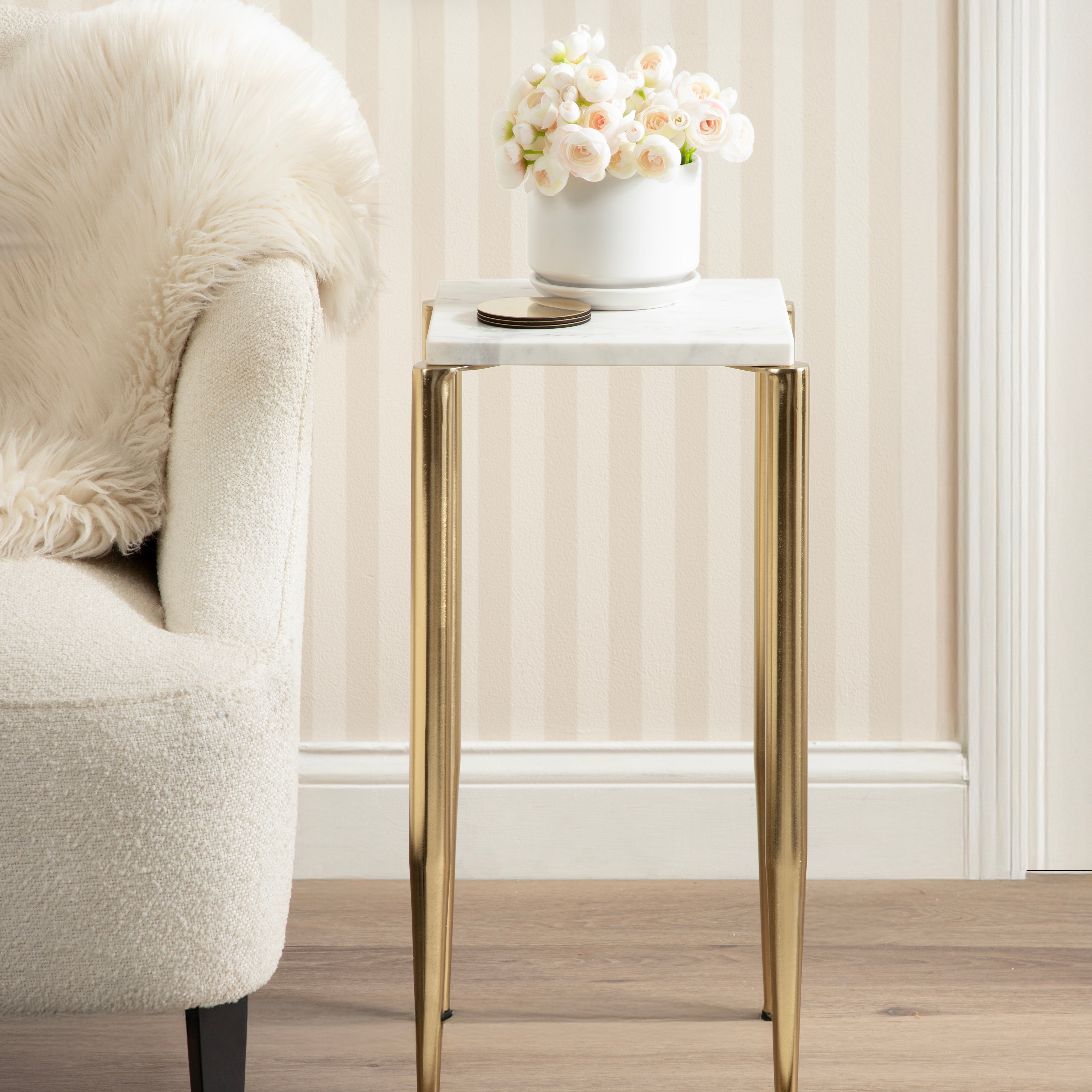 Drink Table 12x12x24 White Gold 6