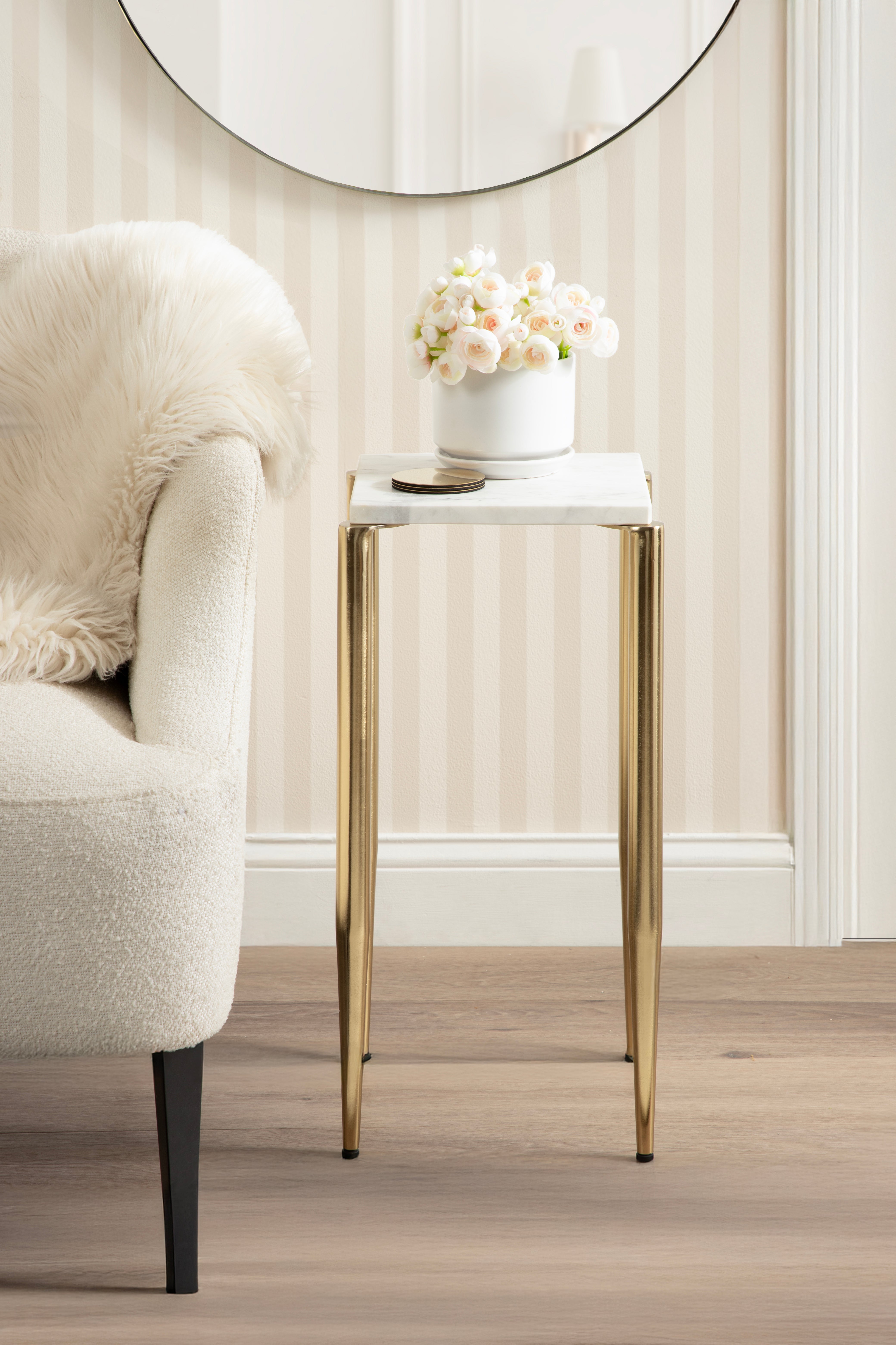 Drink Table 12x12x24 White Gold 6