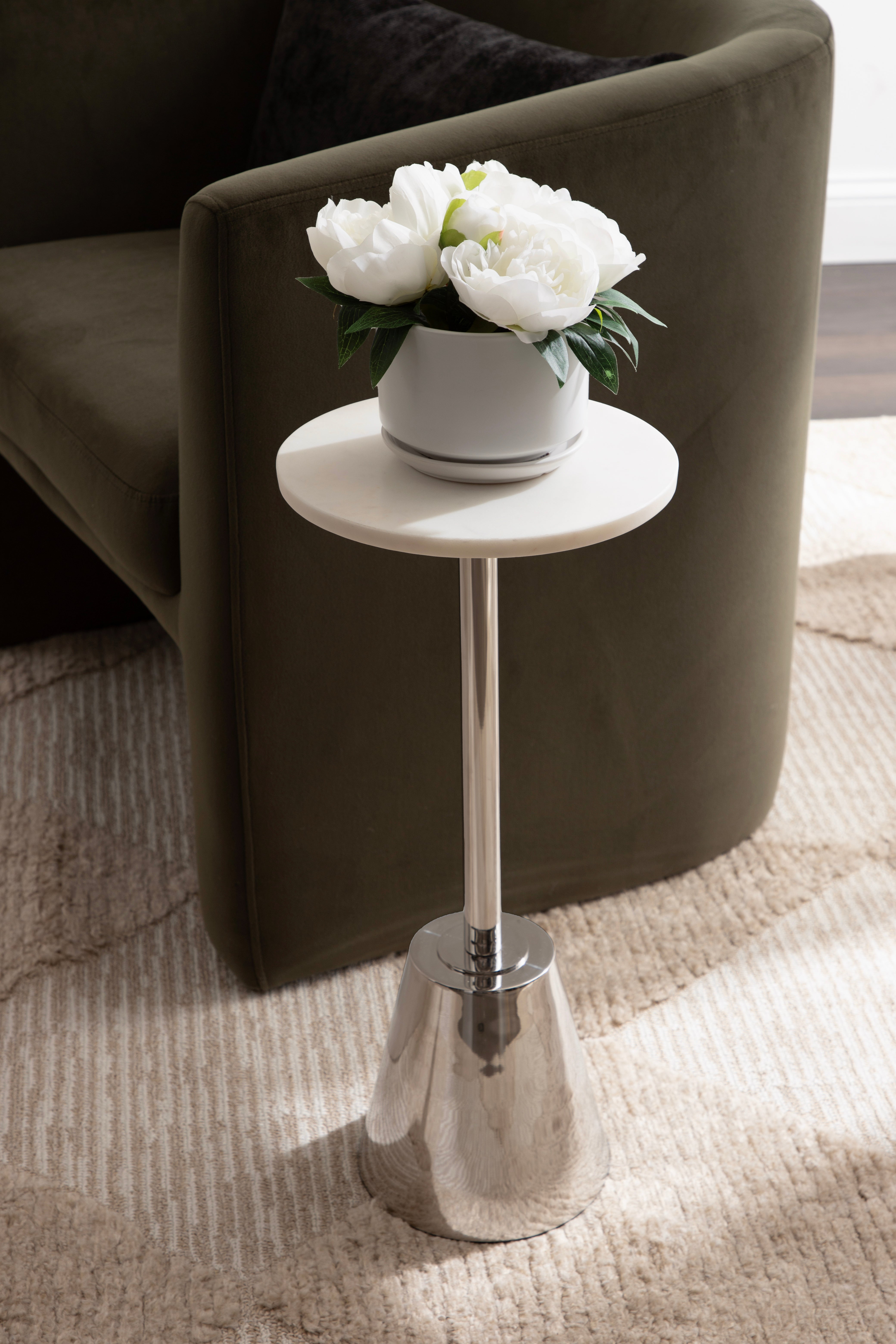 Side Table White Silver 10x10x22 7