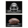 Sylvie Vintage Football Helmet on Black and Vintage Football on Black Framed Canvas Art Set by Saint and Sailor Studios