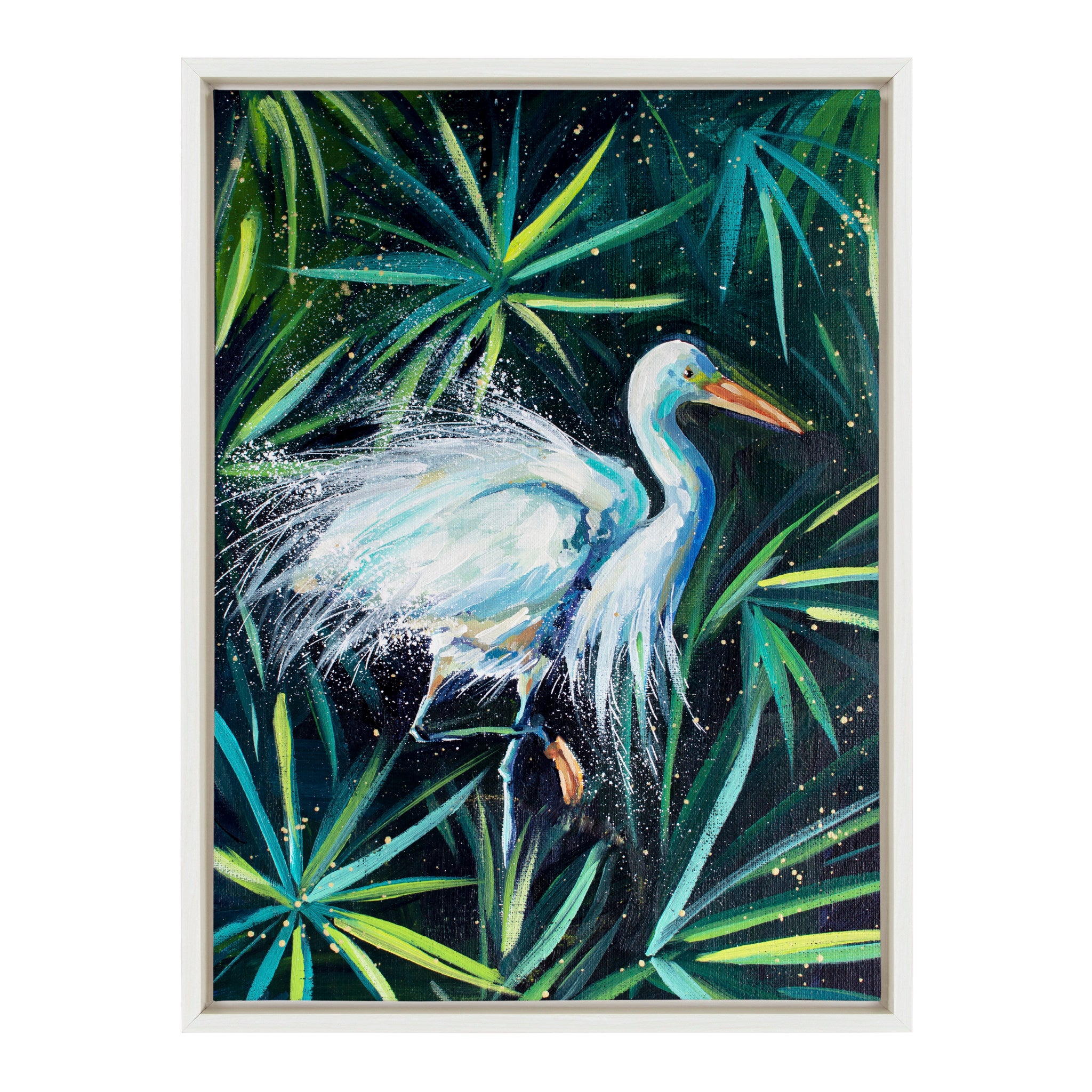Sylvie White Heron Framed Canvas by Rachel Christopoulos