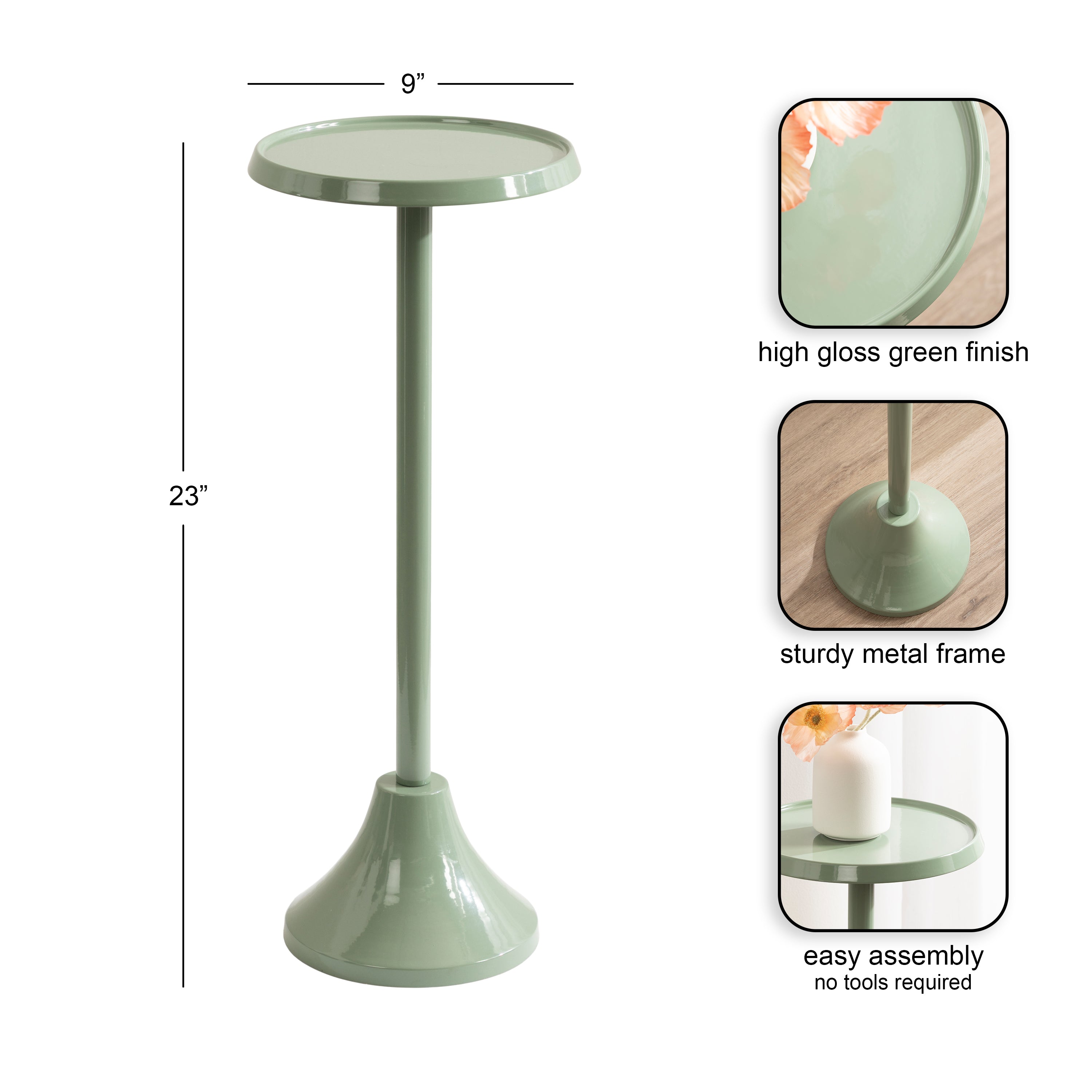 Drink Table Green 9x9x23 2