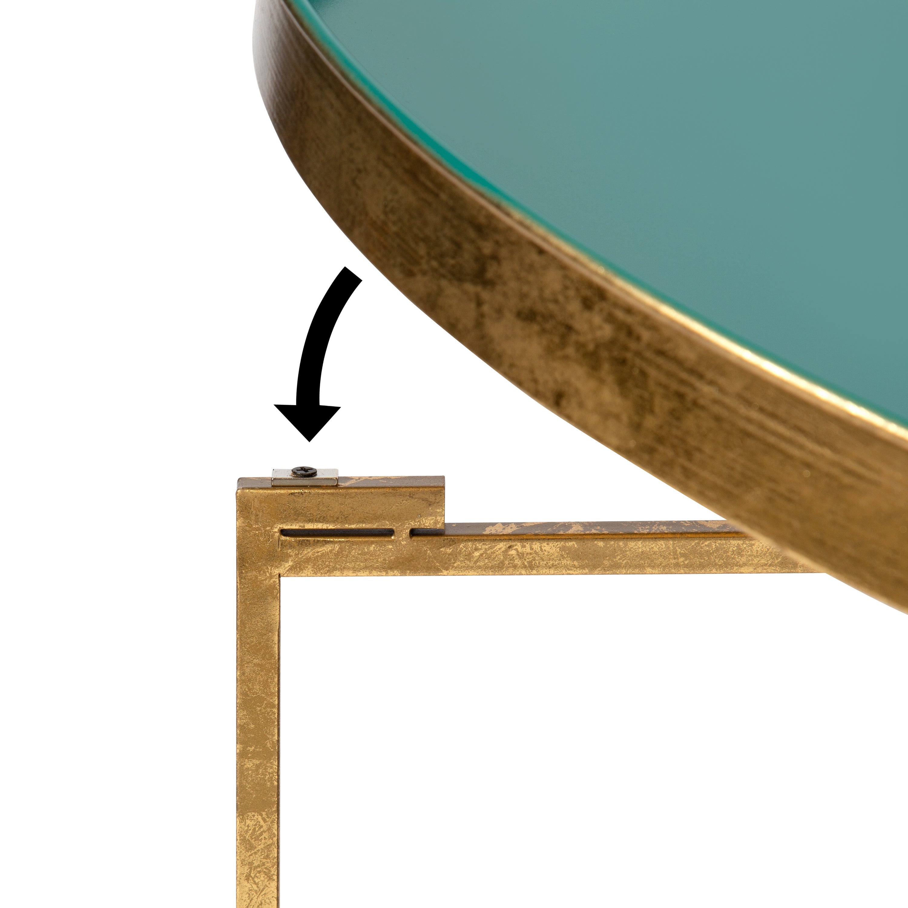 Coffee Table Teal Gold 28.25x28.25x19 5