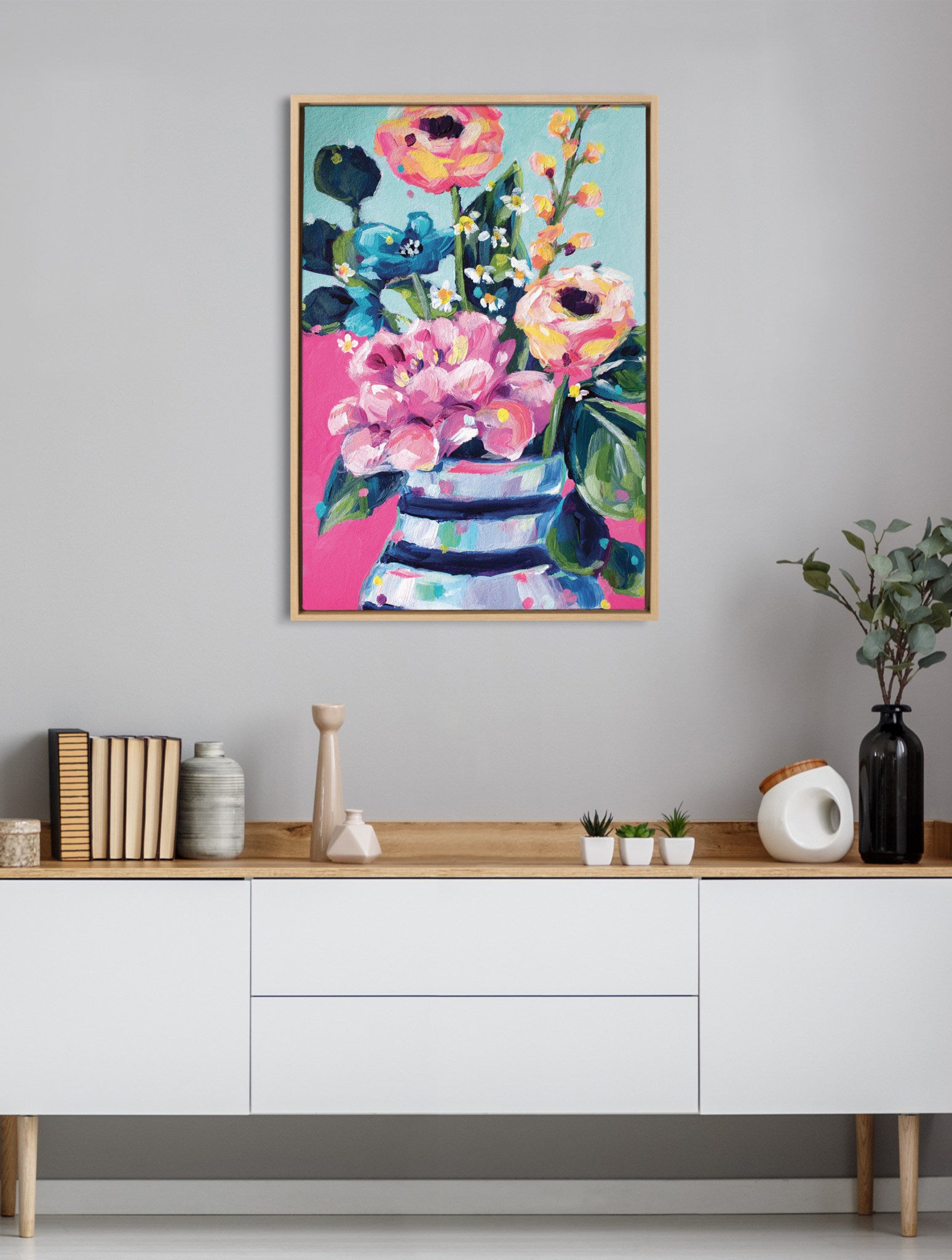 Sylvie Miss Mabel's Summer Bouquet Framed Canvas by Rachel Christopoulos
