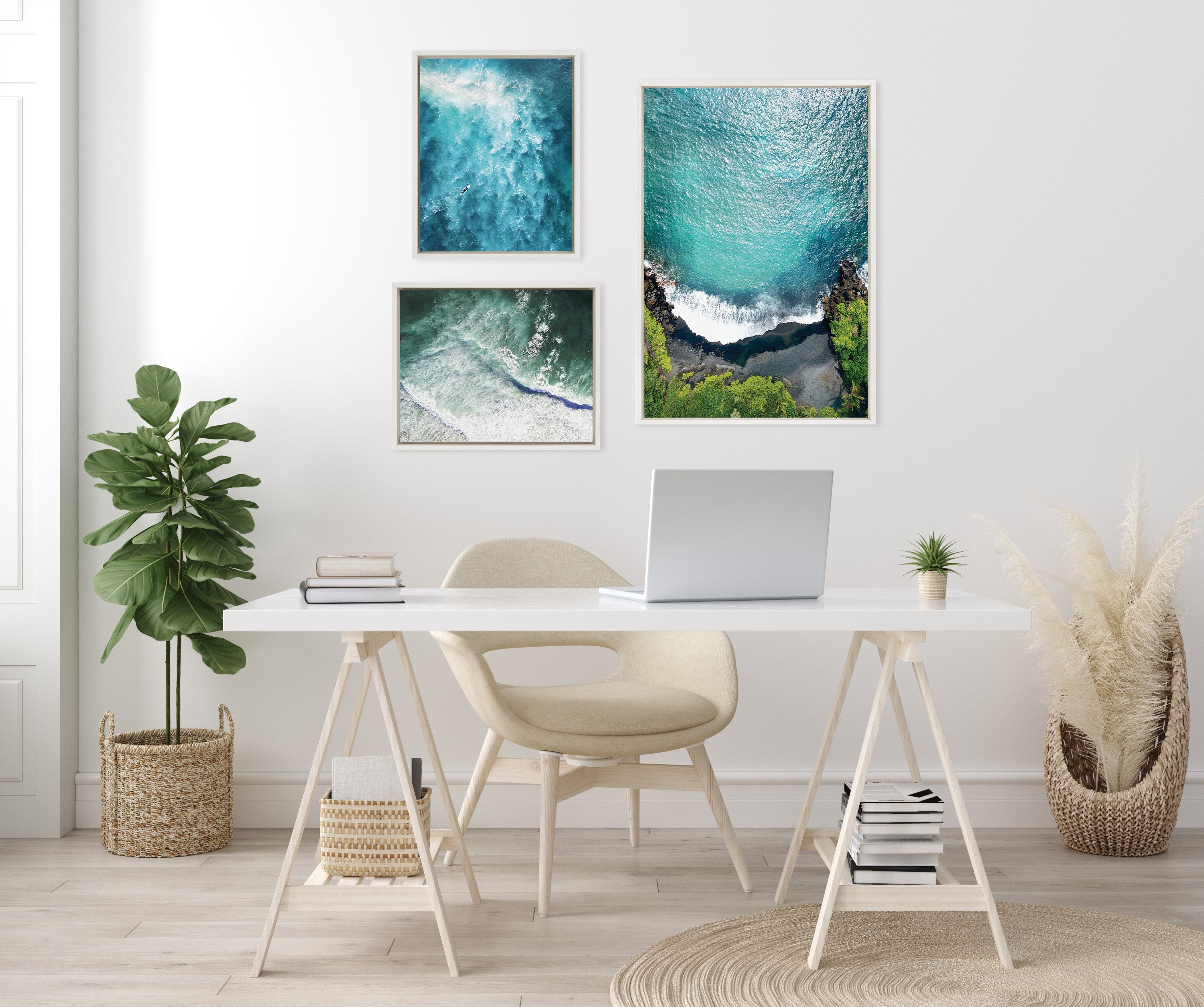 Sylvie Maui Black Sands Beach Framed Canvas Set by Rachel Bolgov