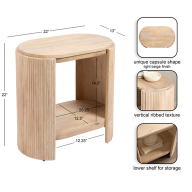 Side Table Natural Beige 22x13x22 2