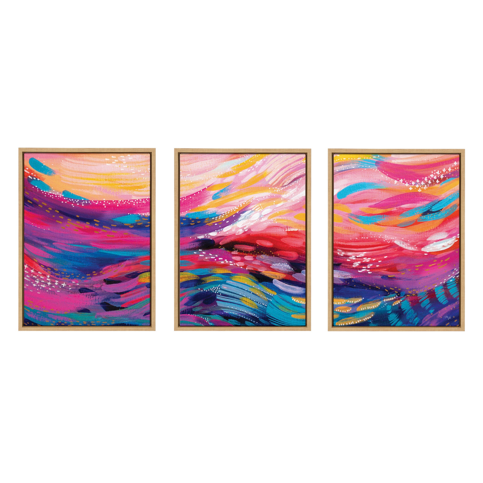 Sylvie EV Brush Strokes 90 A, B and C Framed Canvas Art Set by Jessi Raulet of Ettavee