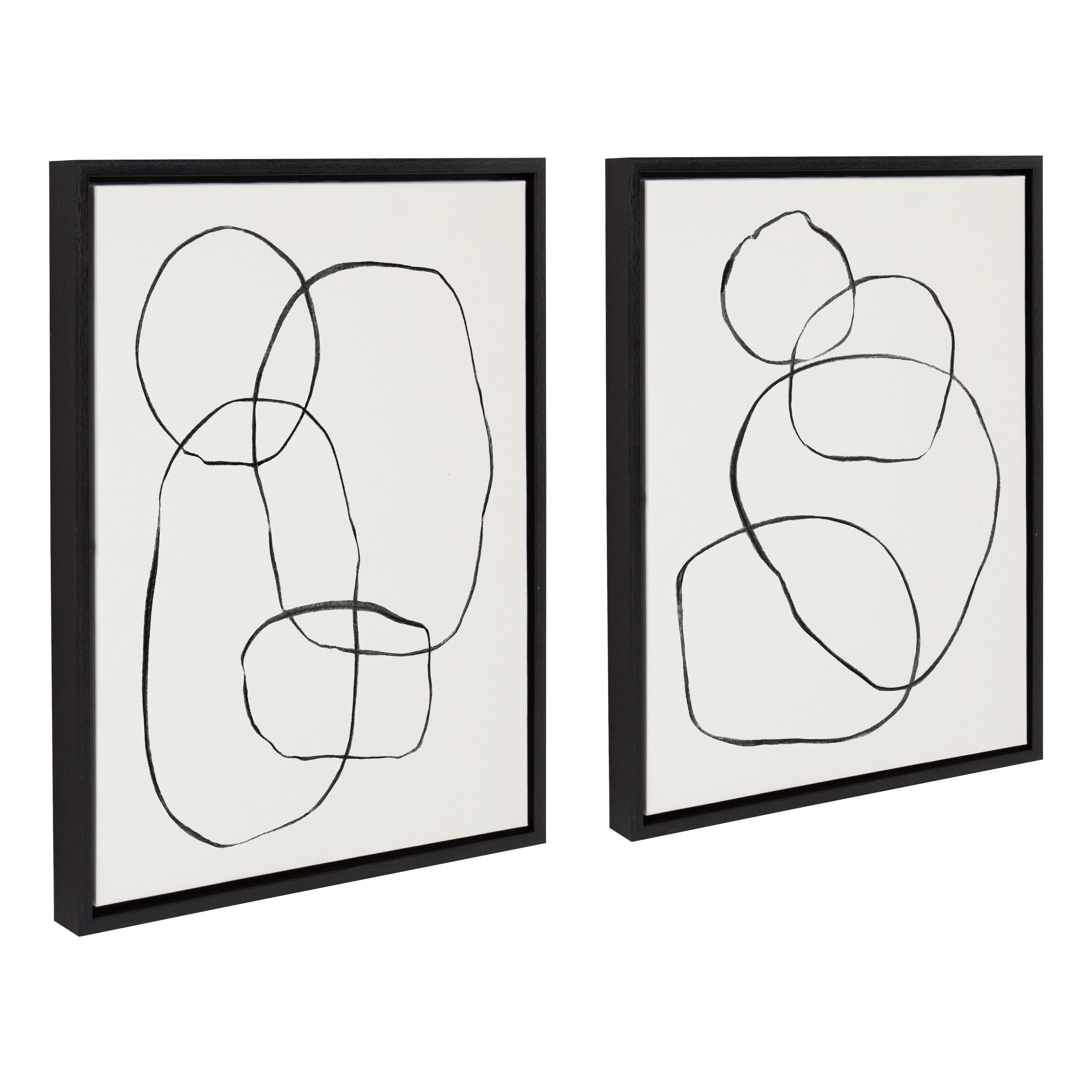 Sylvie Going in Circles Framed Textured Canvas Set by Teju Reval of SnazzyHues