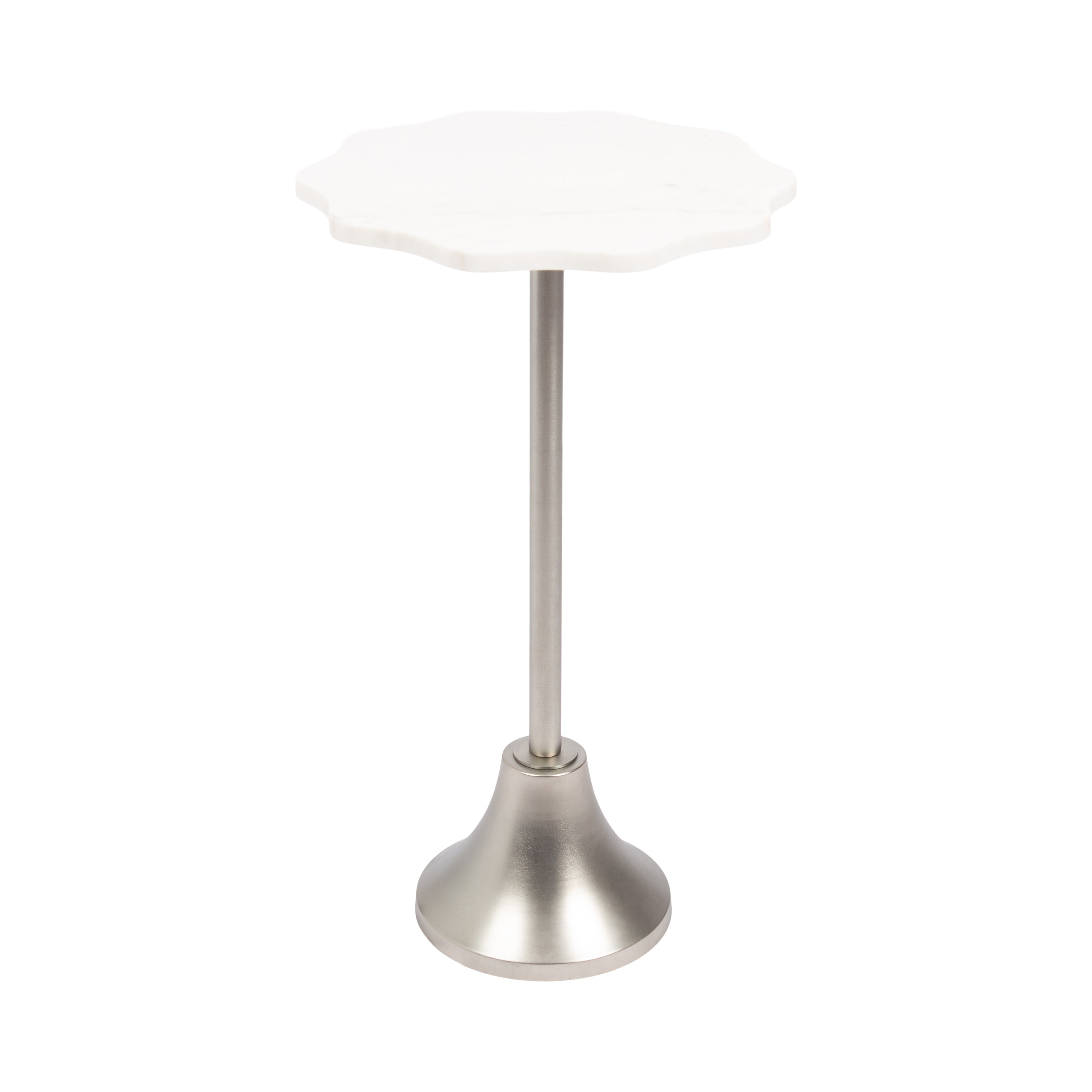 Side Table White Silver 14x14x24 1