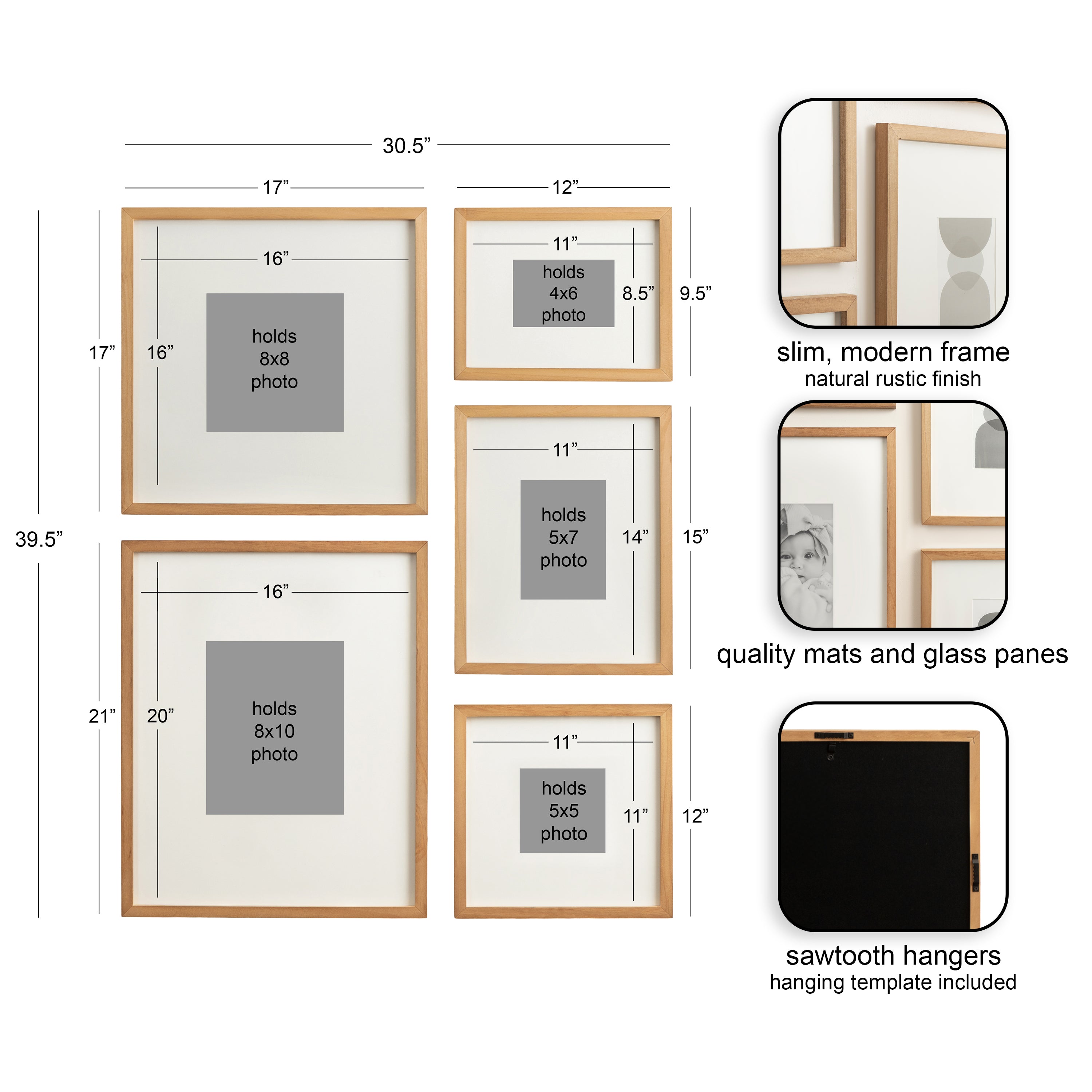 Frame Box Set Rustic Brown 5 Piece 2