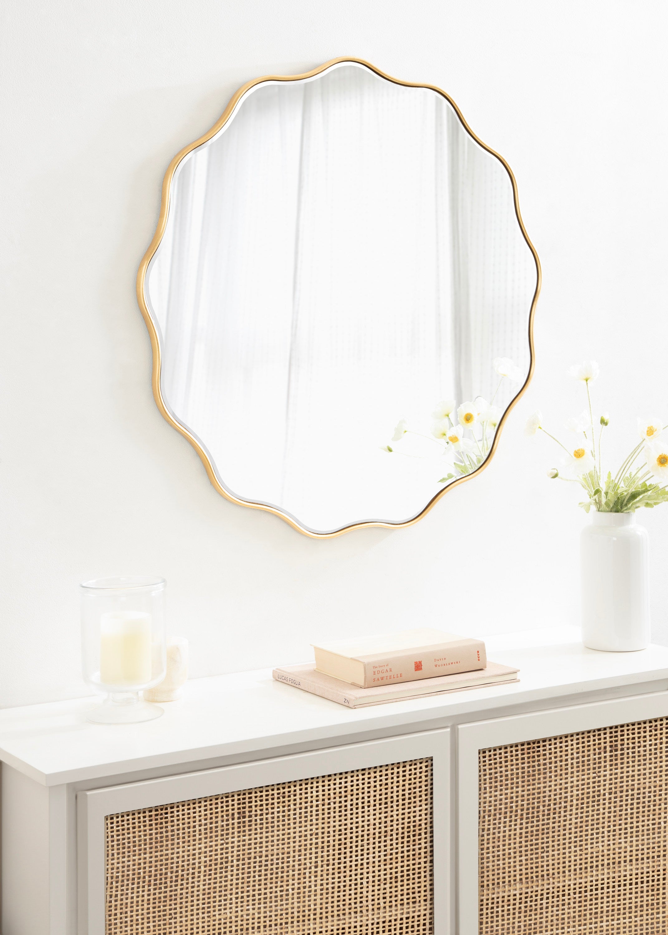Viona Round Scalloped Mirror