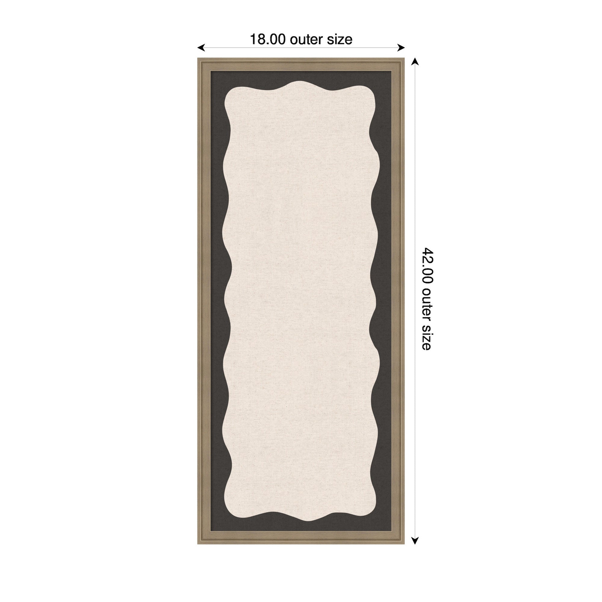 Framed Fabric Pinboard Wavy Linen Light and Black Wall Organization