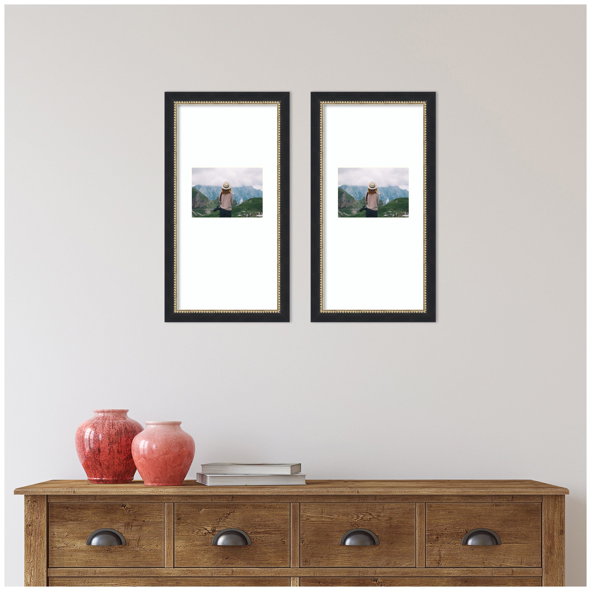 Wall Frame Belmont Black 11x20 matted to 5x7 5