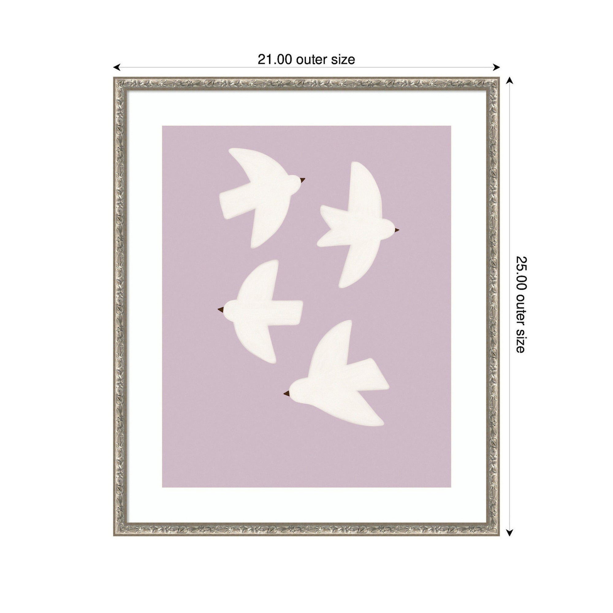 Minimalist Birds Poster 3 Purple by Laura Moss Framed Wall Art Print