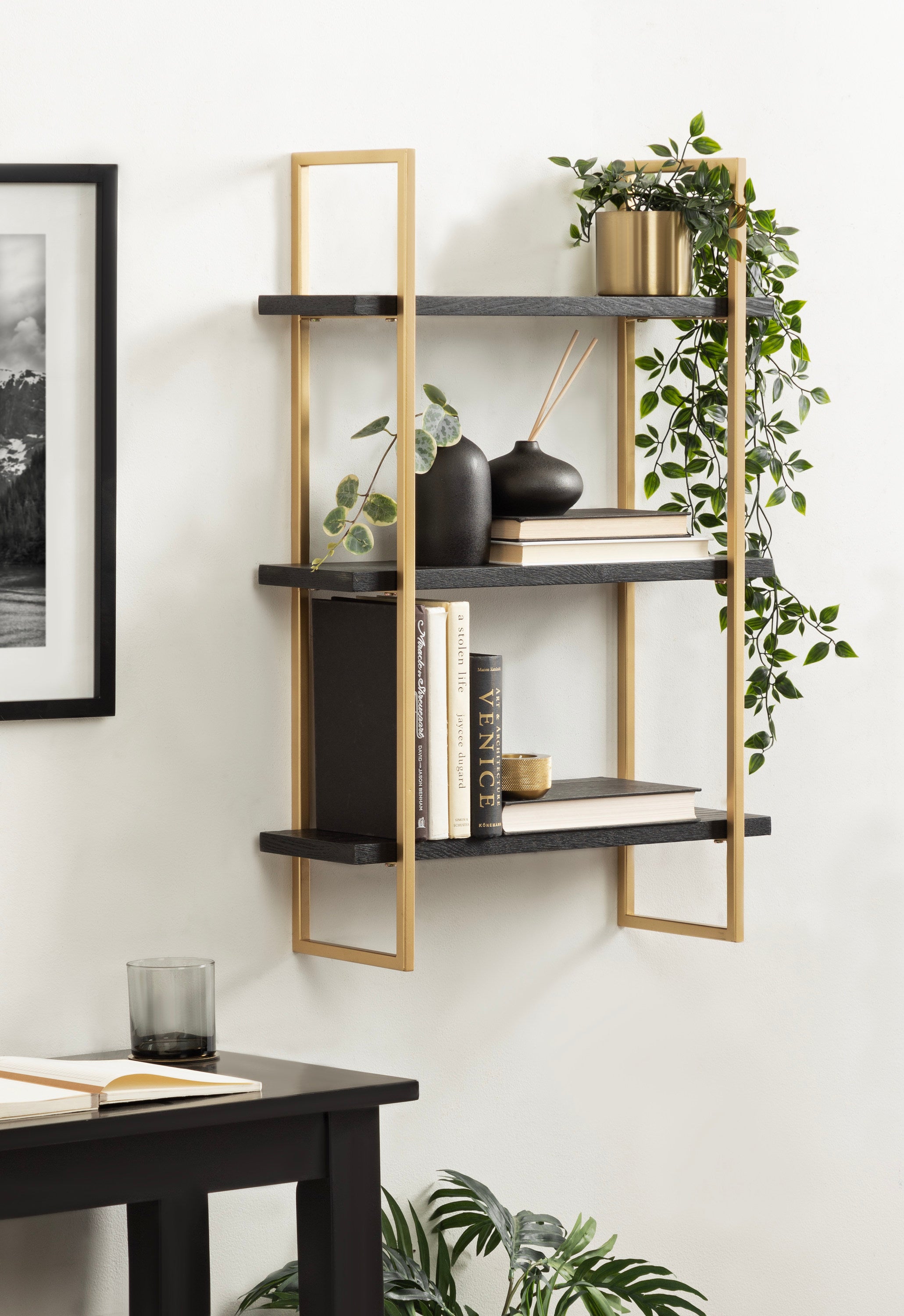 Accent Shelf 20x30 Black Gold 7