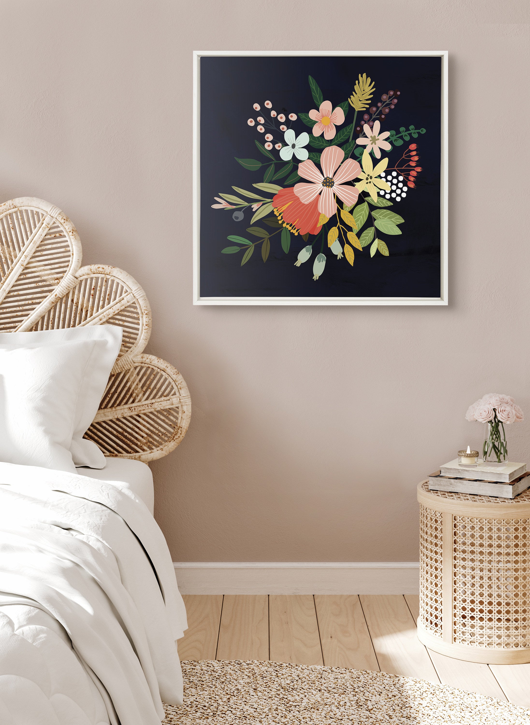 Sylvie Floralis C Framed Canvas by Mia Charro