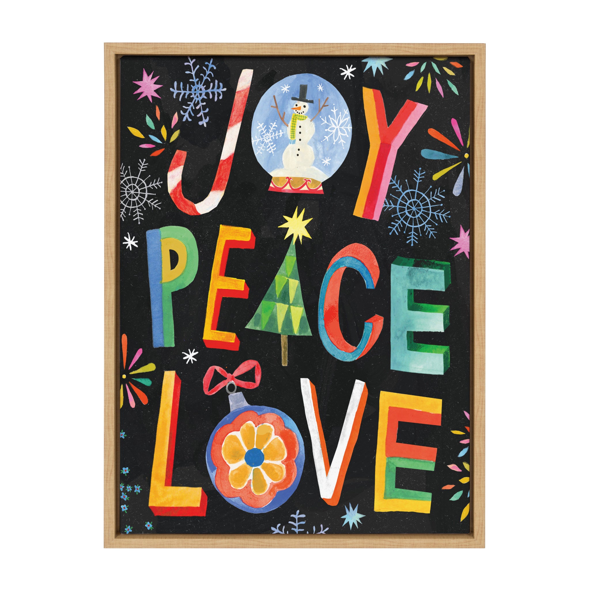Sylvie XMAS Joy Peace Love Framed Canvas by Shannon Snow