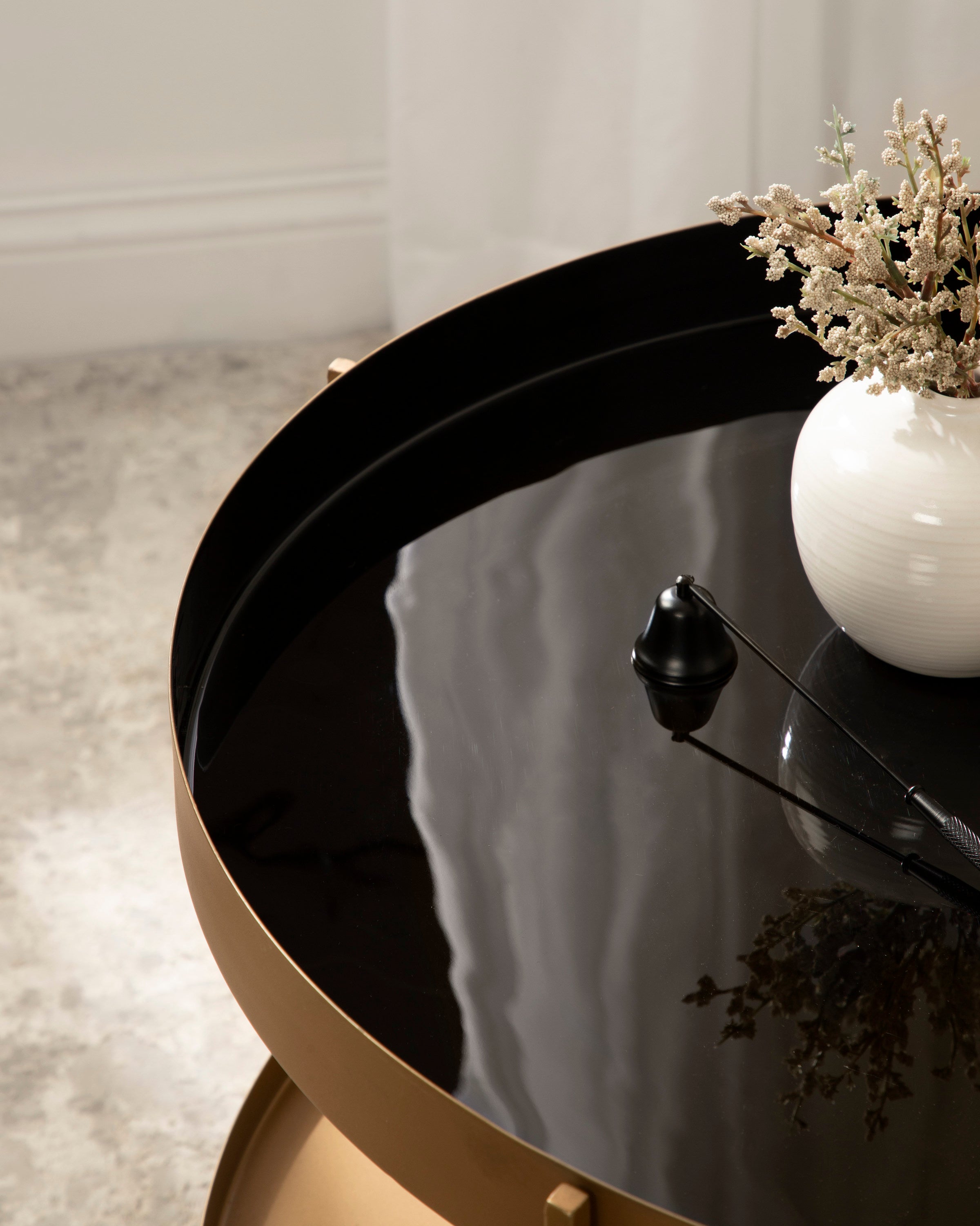 Coffee Table 26" Diameter Black Gold 7