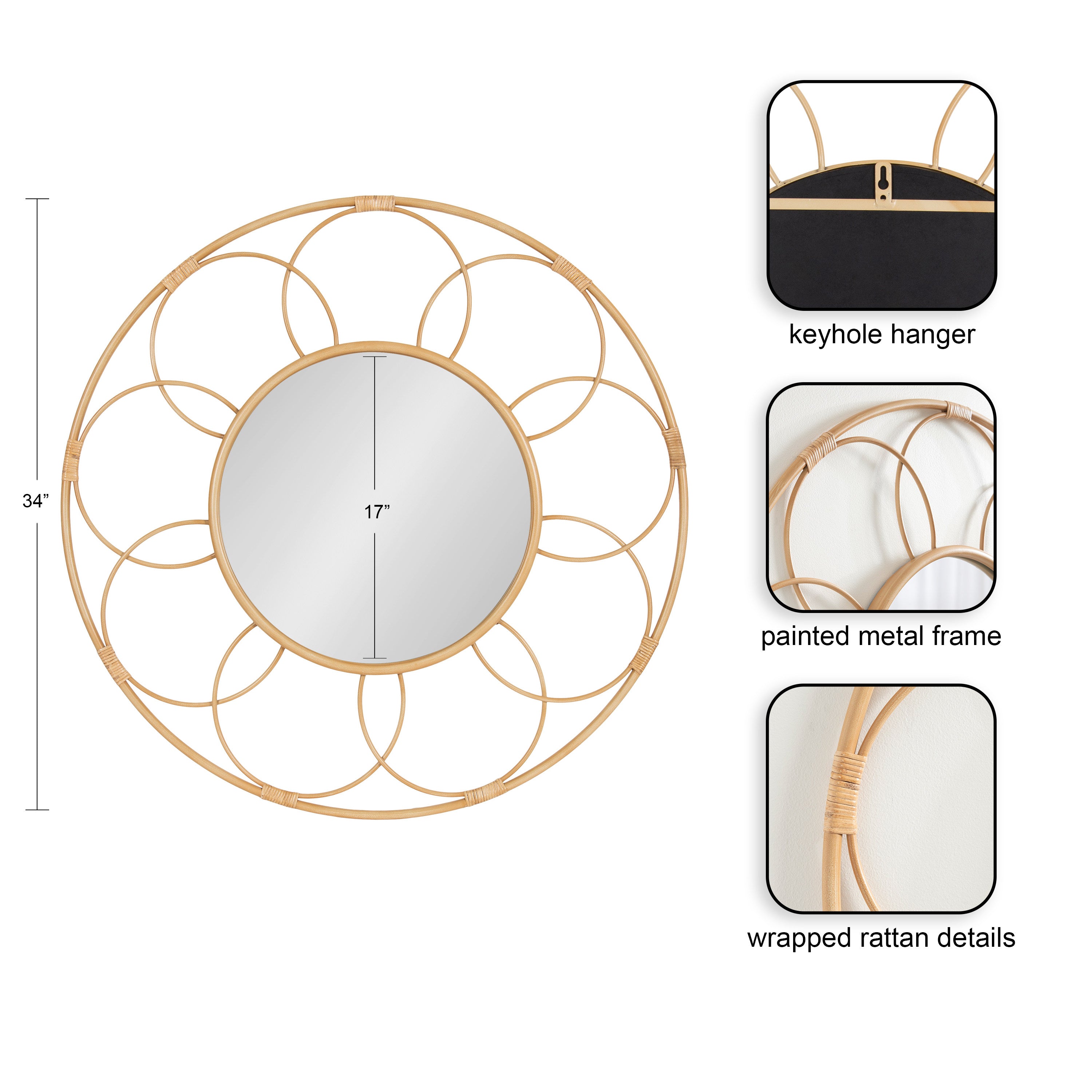 Round Mirror Brown 34x34 2