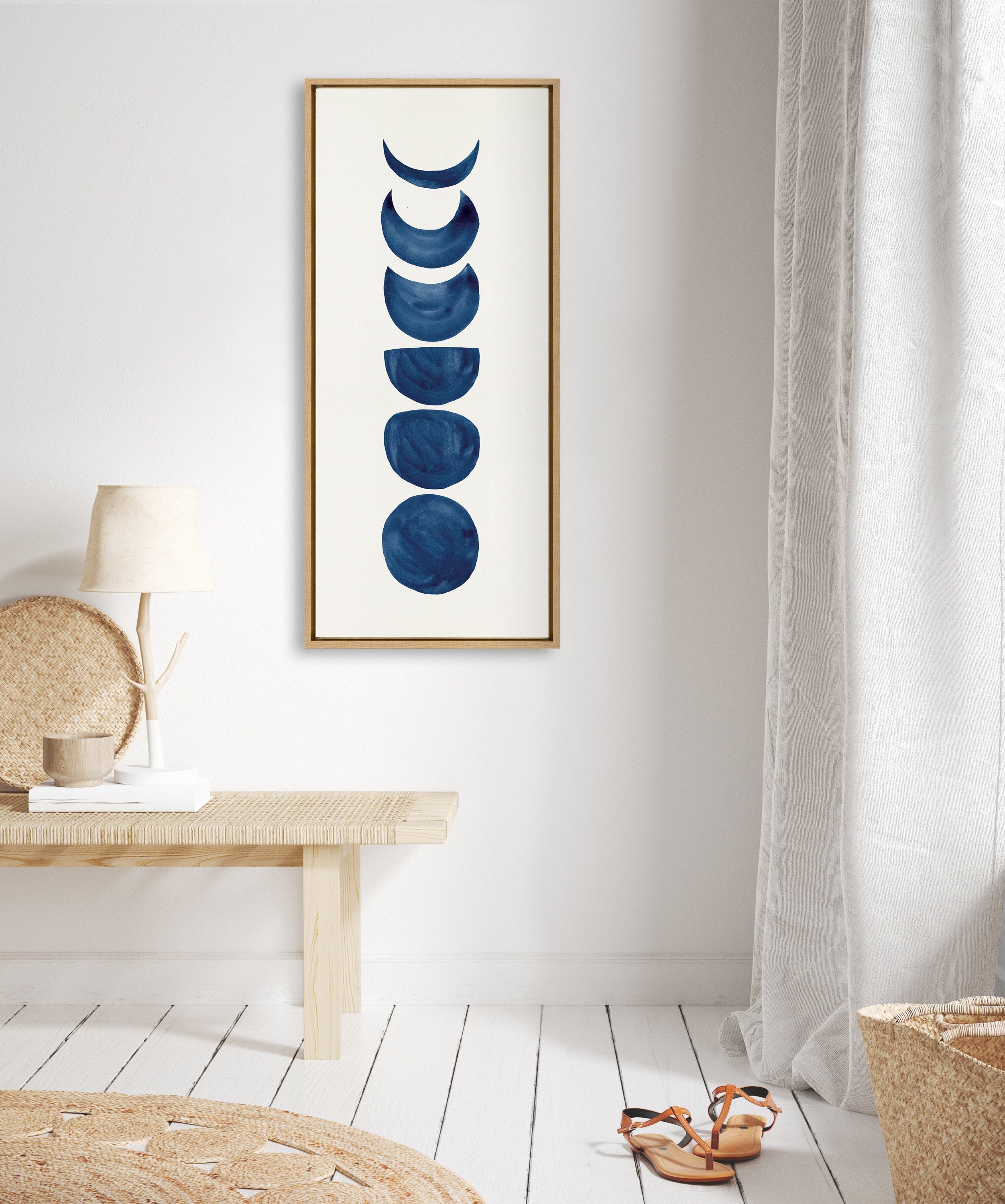 Sylvie Linear Moon Phases Framed Canvas by Teju Reval of SnazzyHues