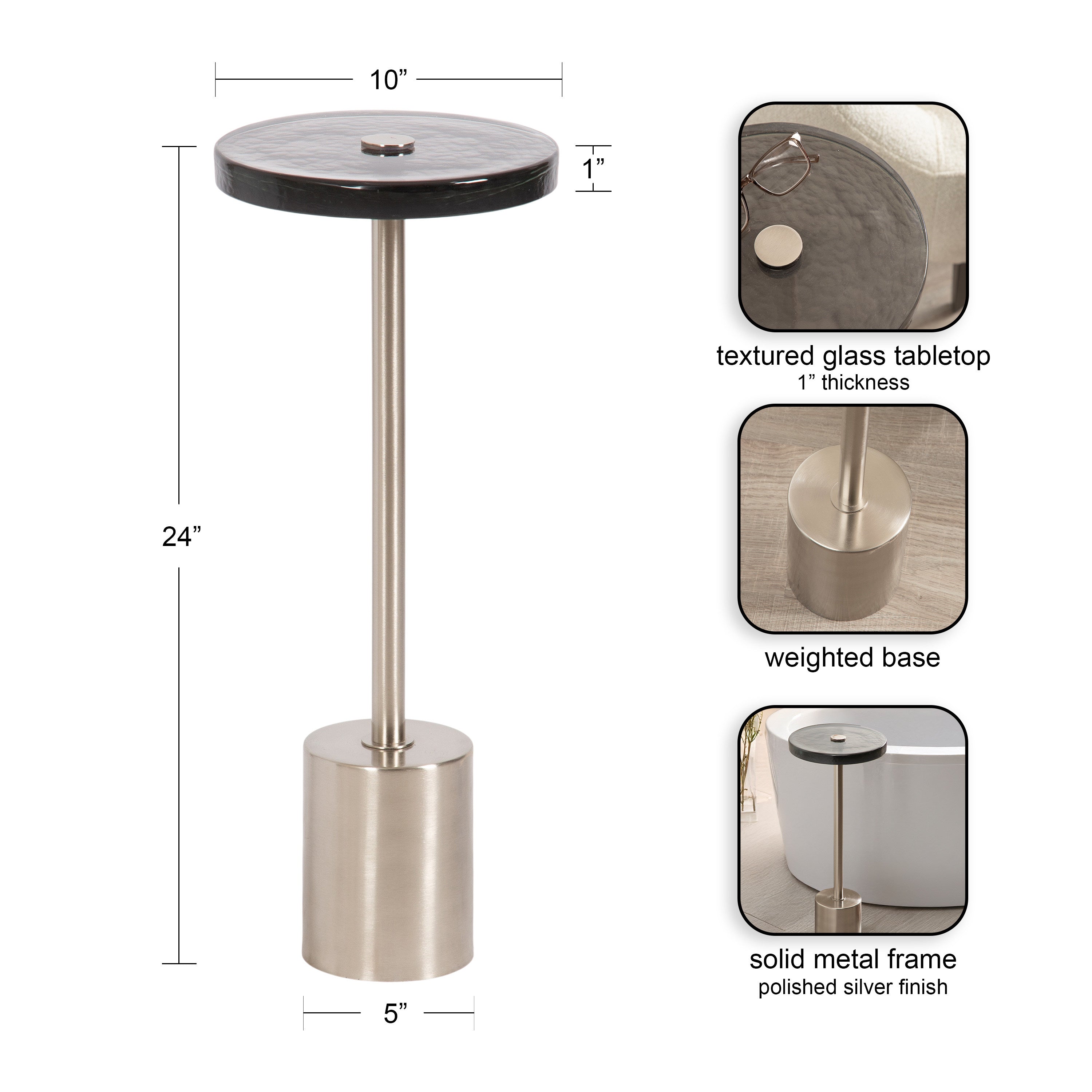 Drink Table Silver 10x10x24 2