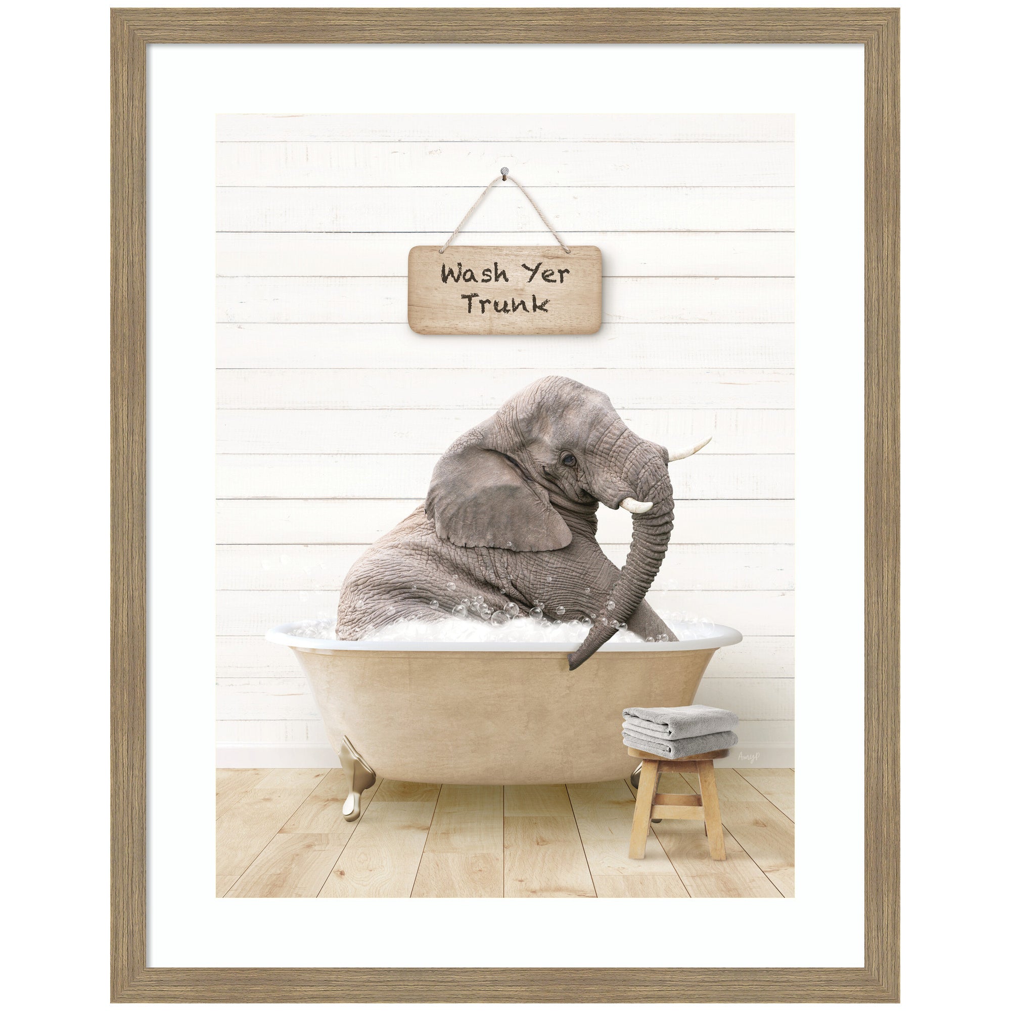 Framed Art Woodgrain Stripe Mocha 27x34 1