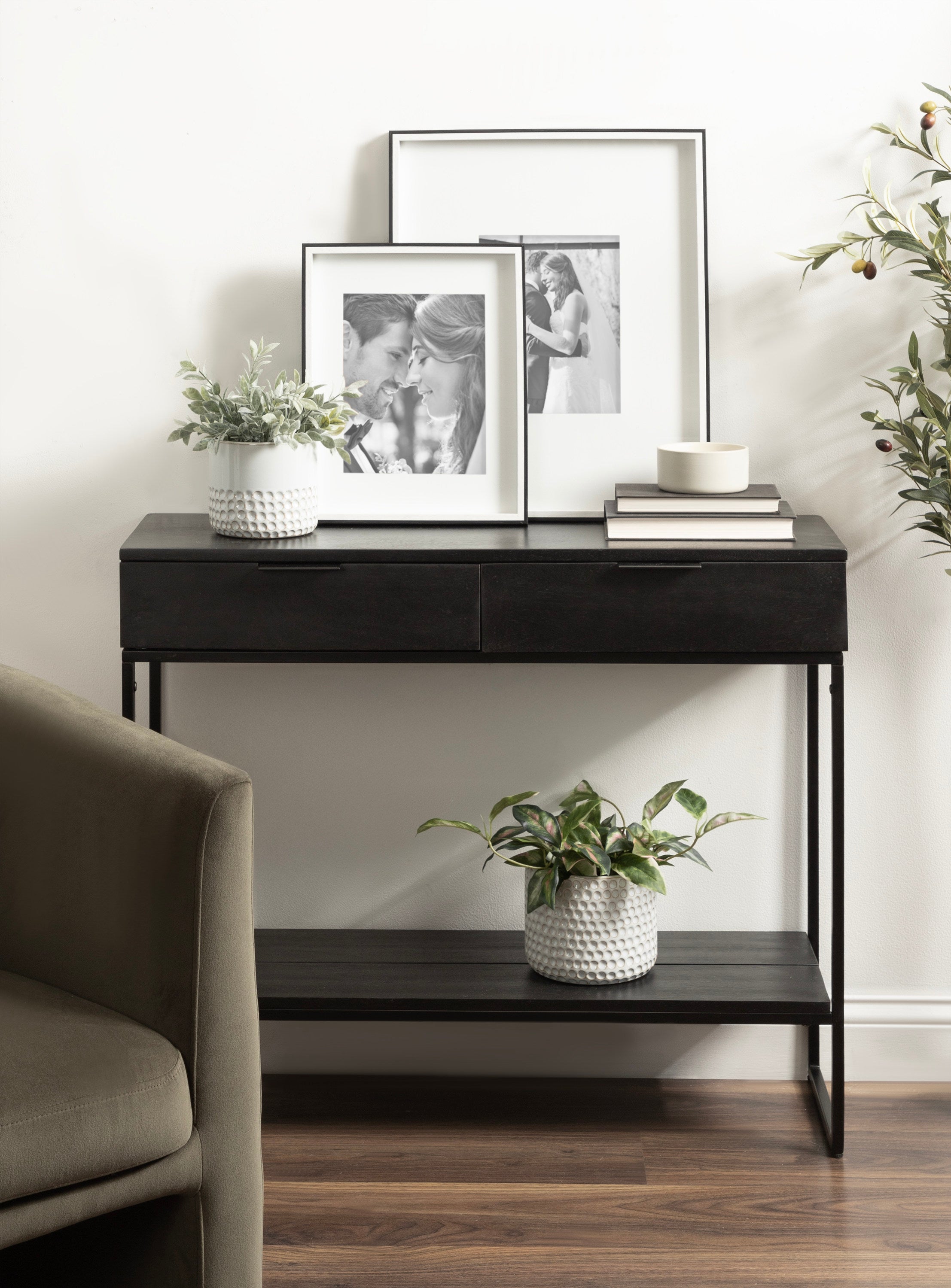Console Table Black 36x13x31 8
