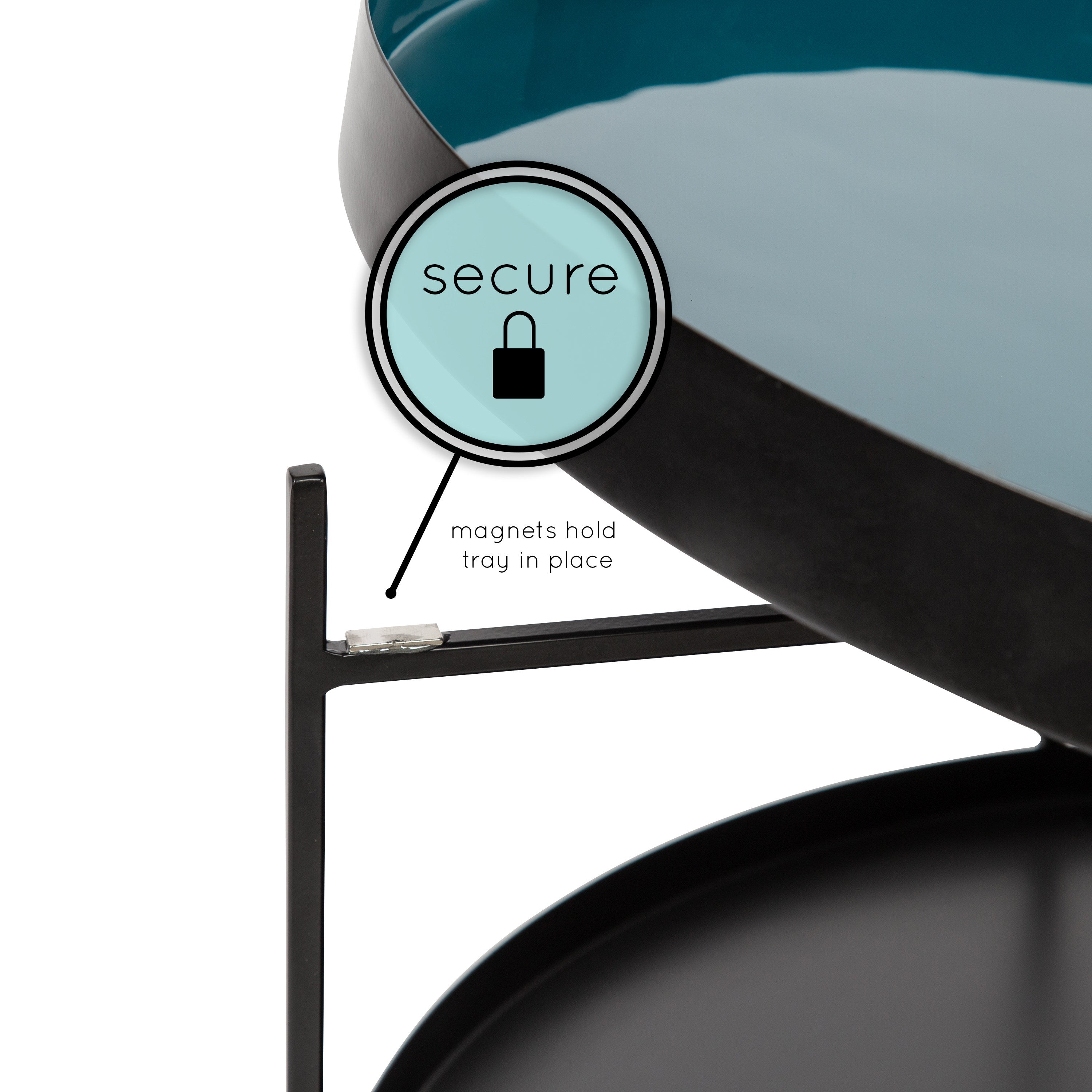 Coffee Table 26" Diameter Teal Black 4