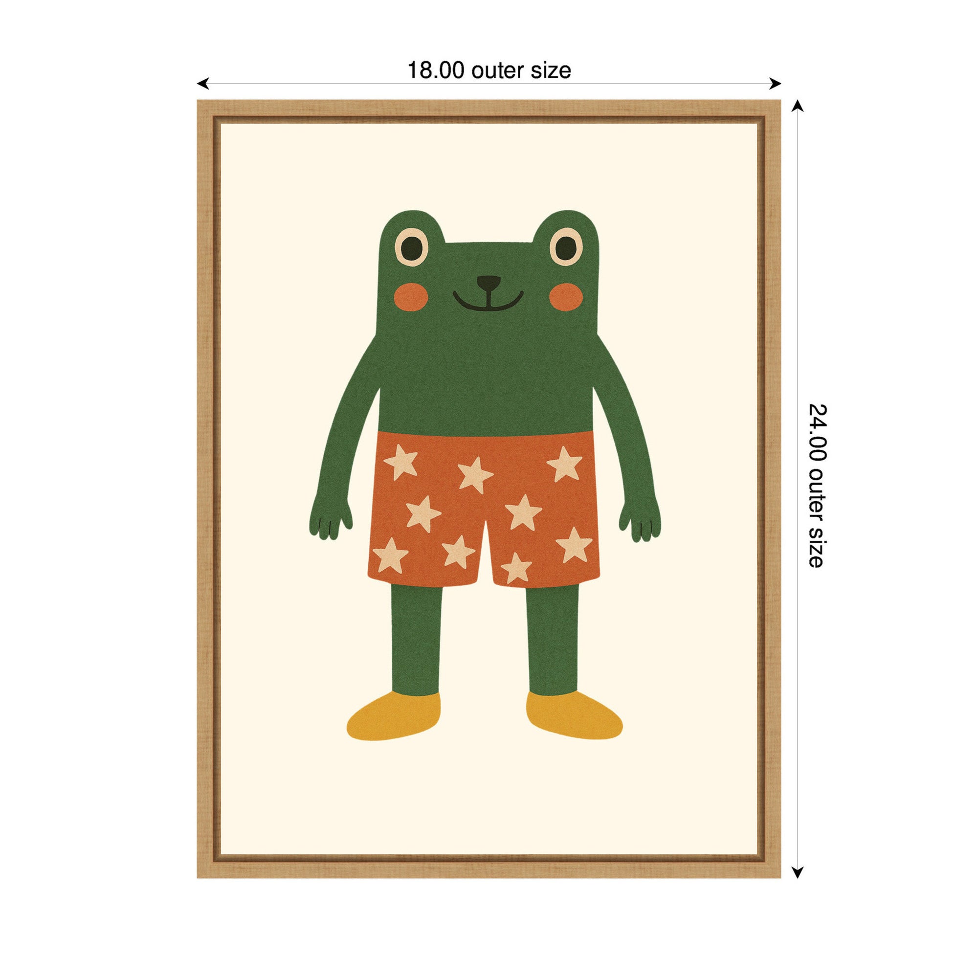Whimsical Frog with Star Shorts by Laura Moss Framed Canvas Wall Art Print