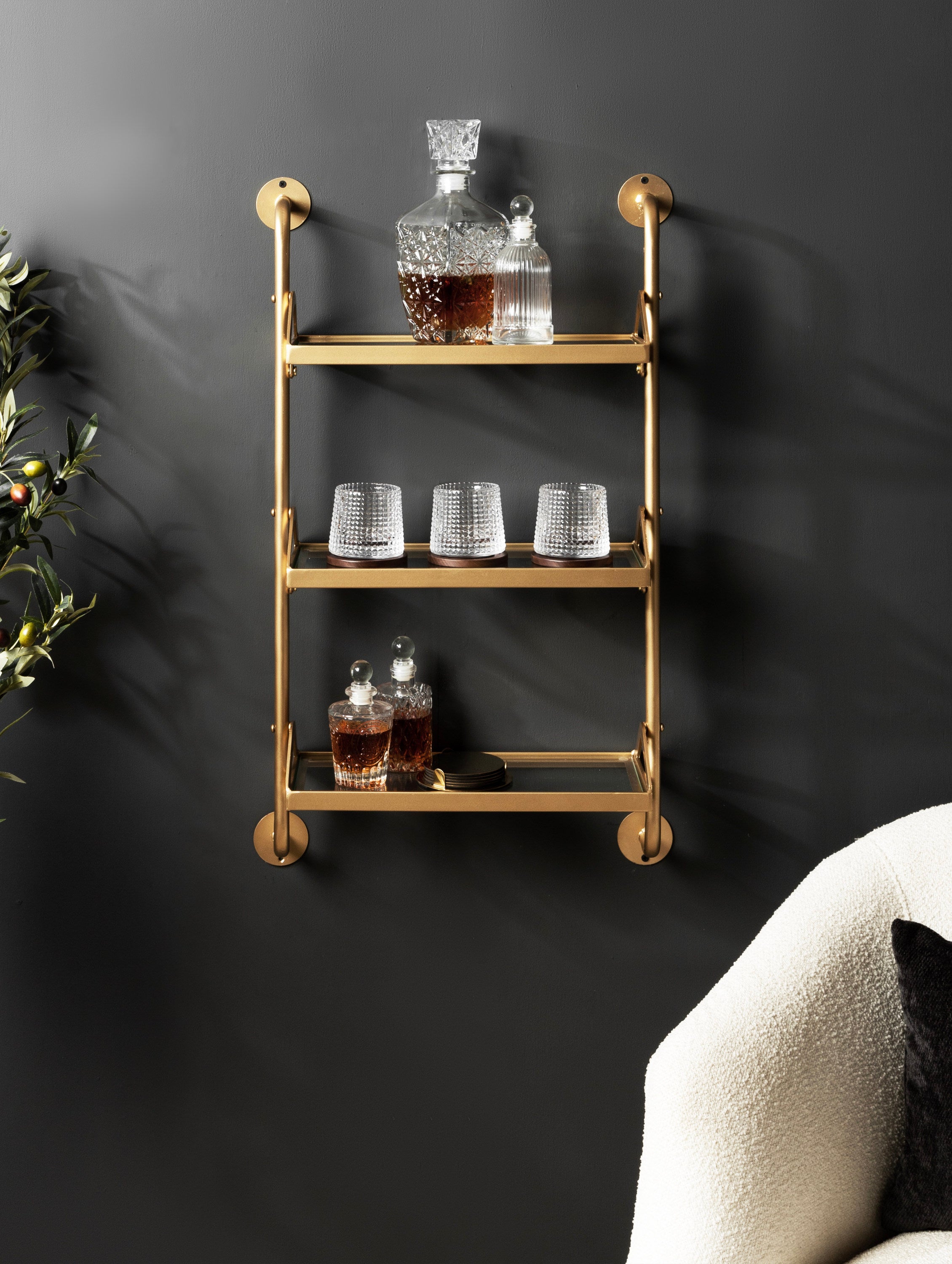 Accent Shelf Gold 18x6x30 8