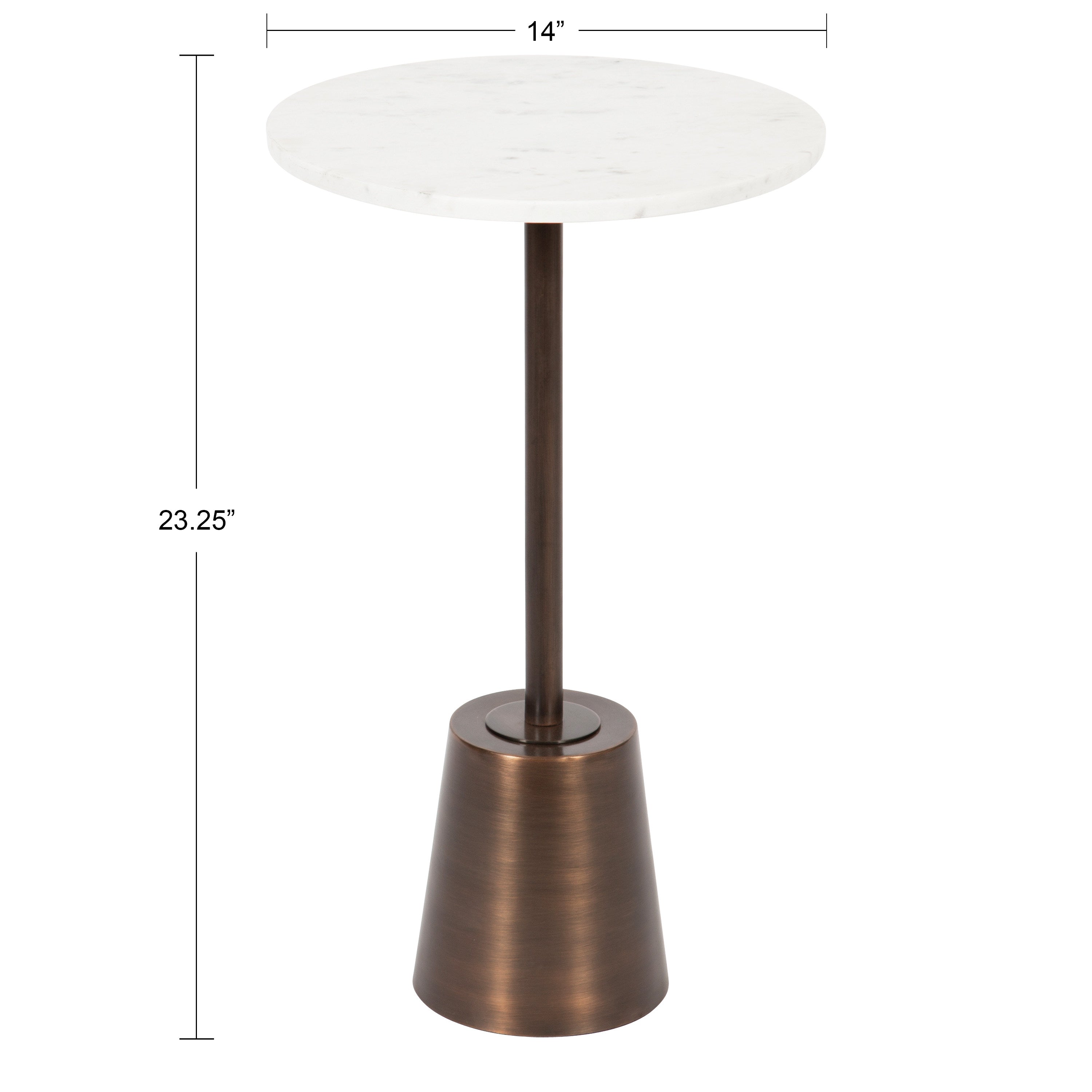 Side Table White Bronze 14x14x24 2