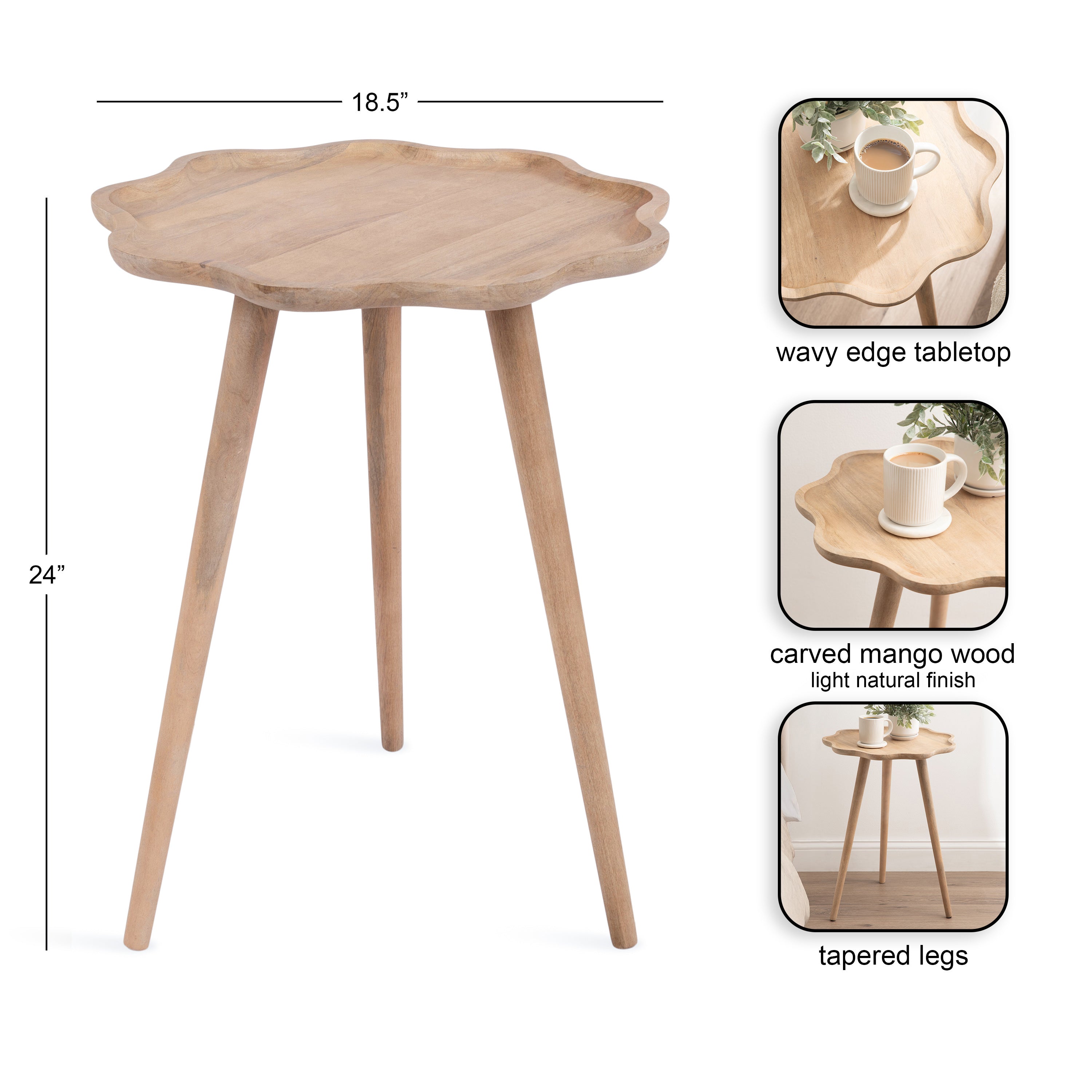 Side Table Natural Beige 19x19x24 2