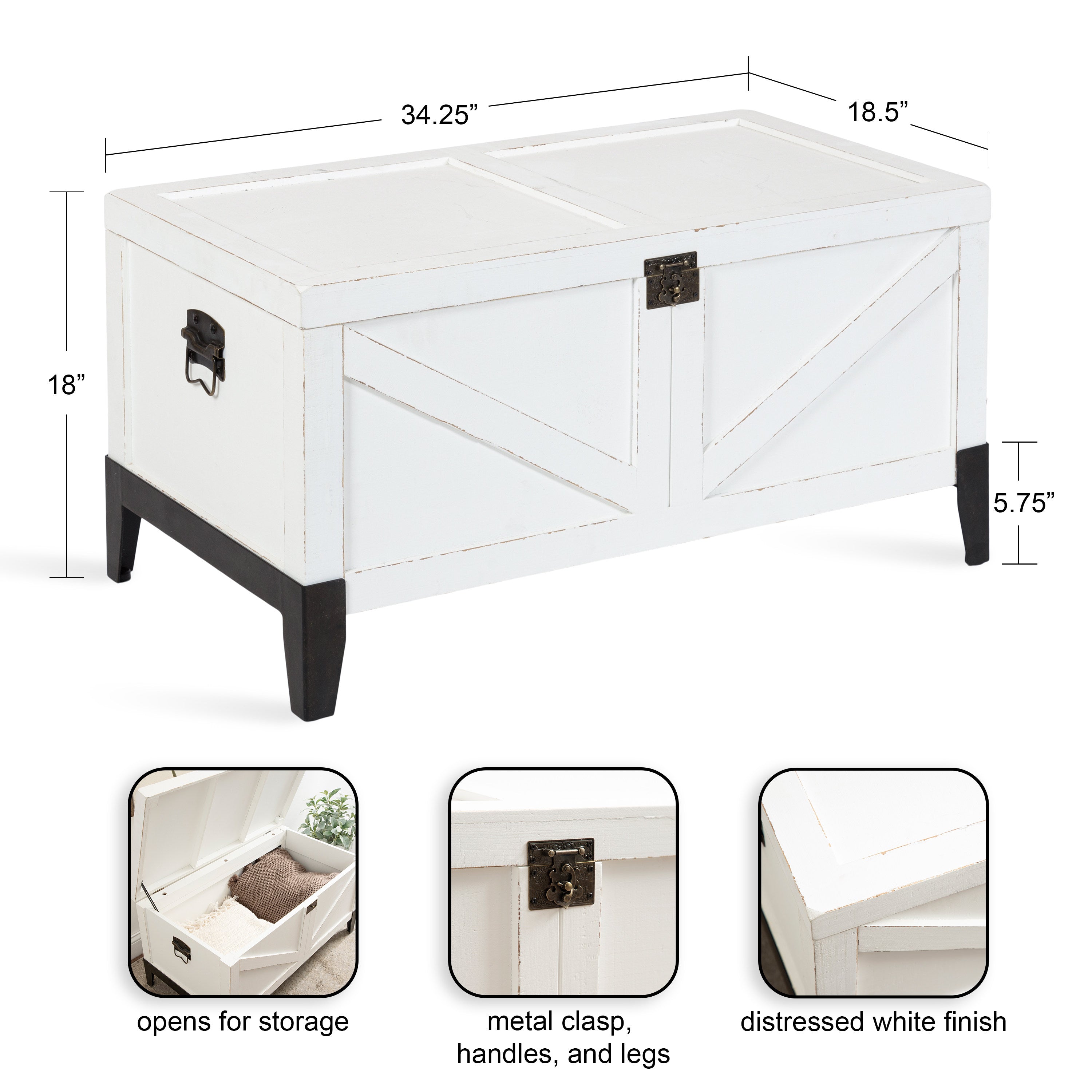 Cates Wood Coffee Table with Trunk Storage