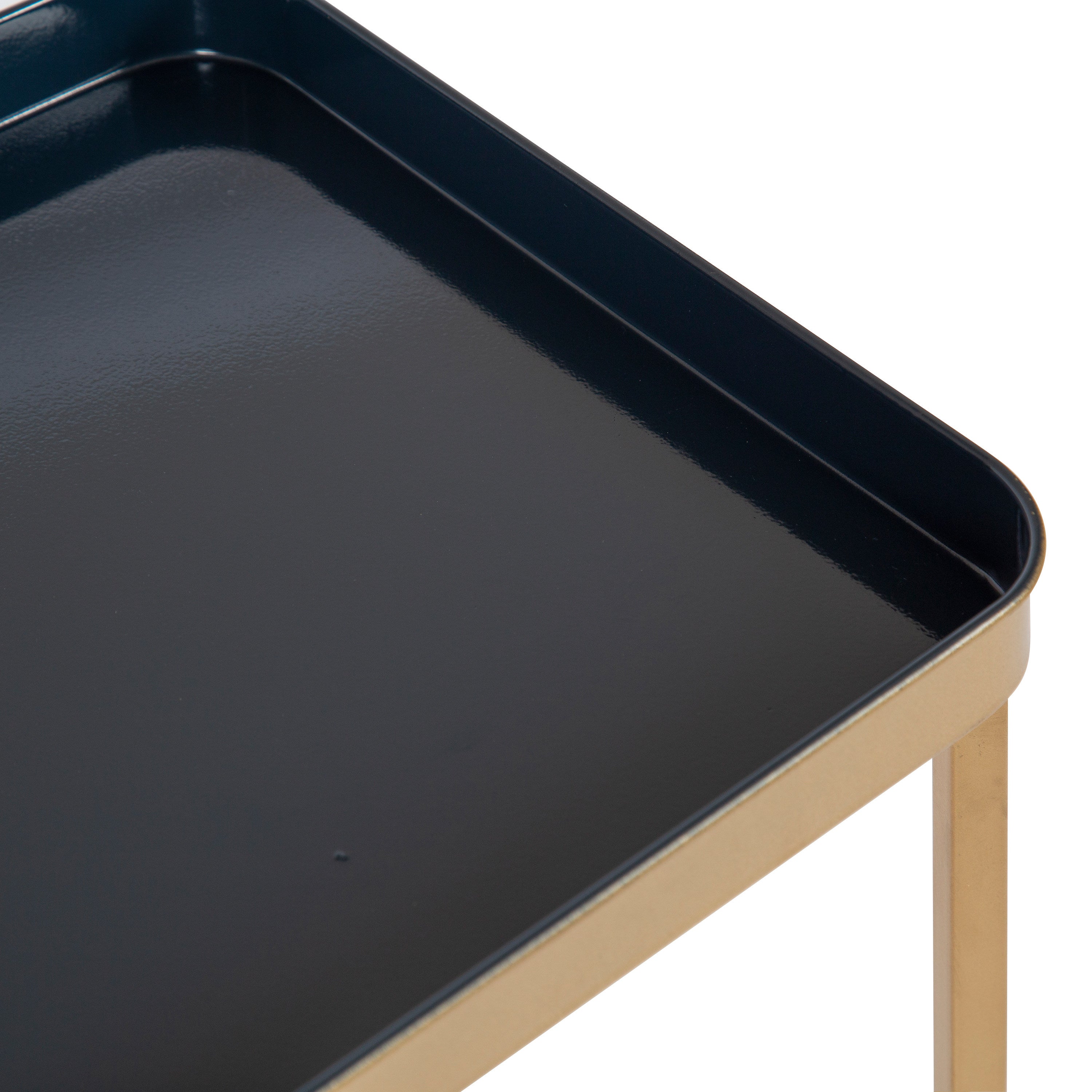 Side Table Navy Blue Gold 18x12x26 5