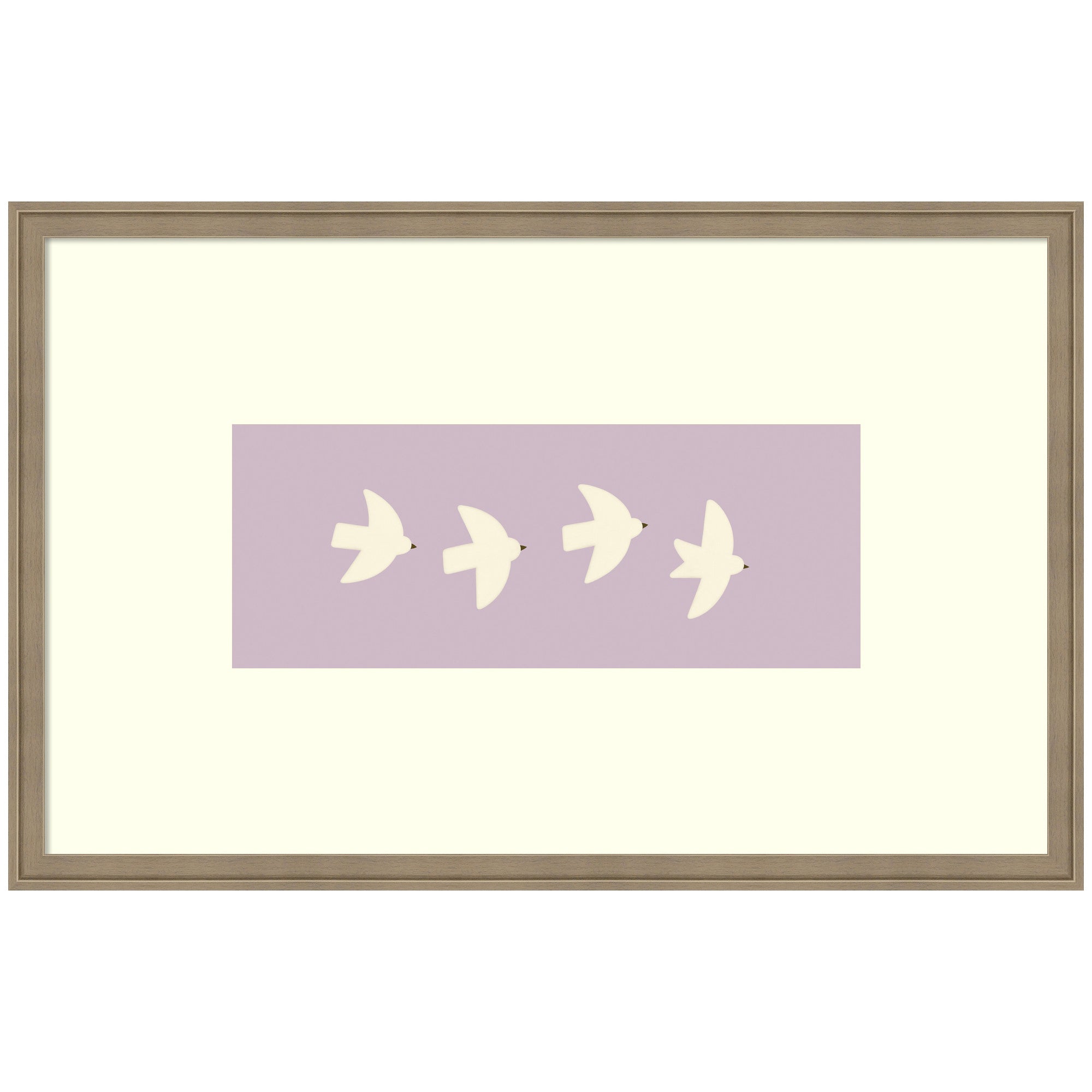 Minimalist Birds Panel 3 Light Purple by Laura Moss Framed Wall Art Print