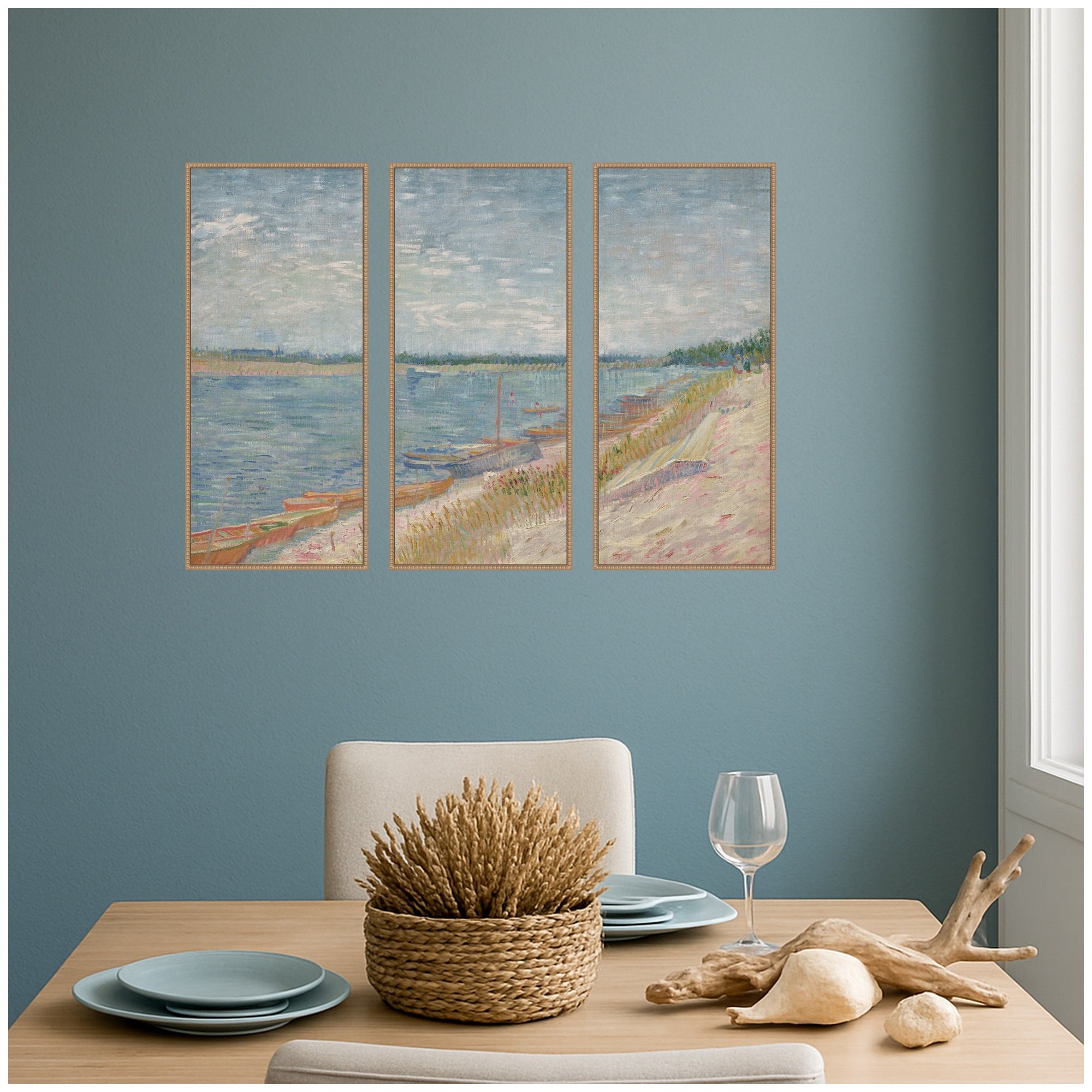 Art Set Sylvie Beaded Rustic Natural 3 Piece Set 18x40 5
