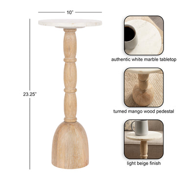 Drink Table 10x10x24 White Natural 2