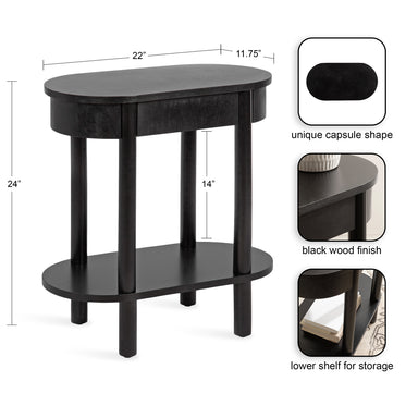 Side Table Black 22x12x24 2
