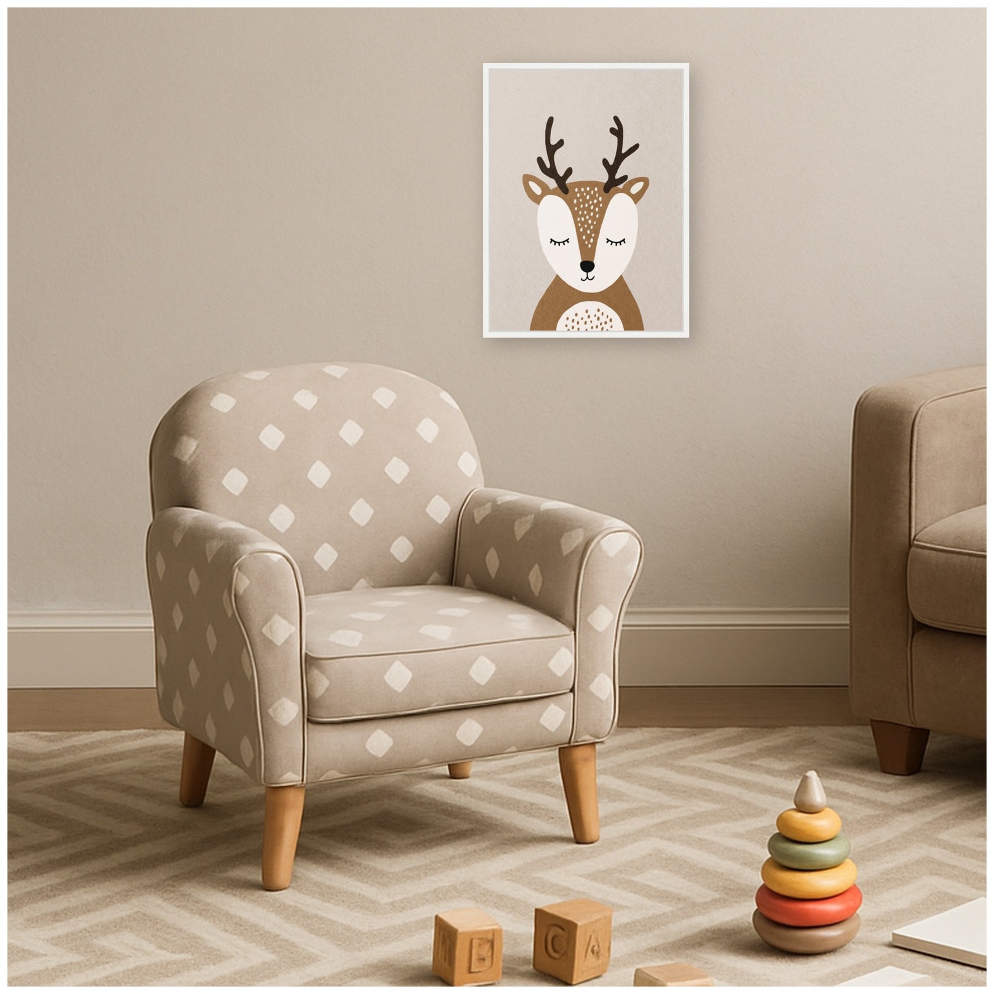 Deer by July Art Prints Framed Canvas Wall Art Print