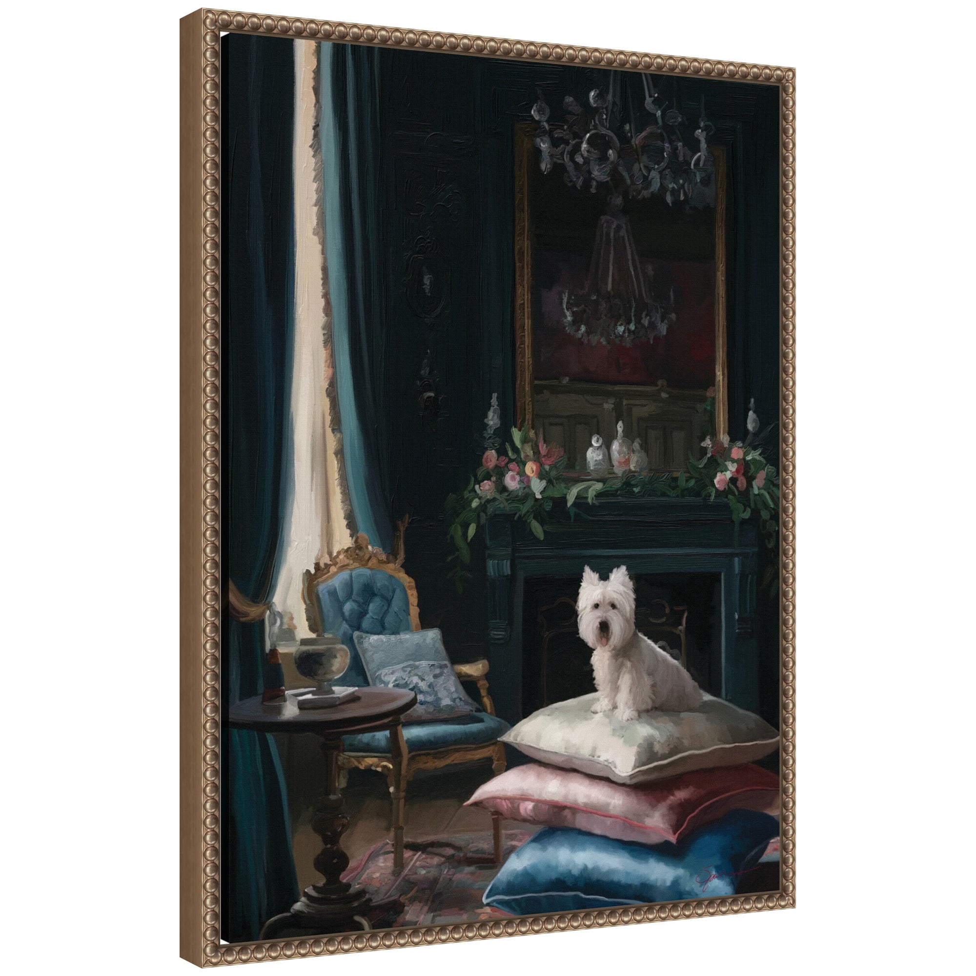 Framed Canvas 18x24 Sylvie Beaded Dark Gold 1