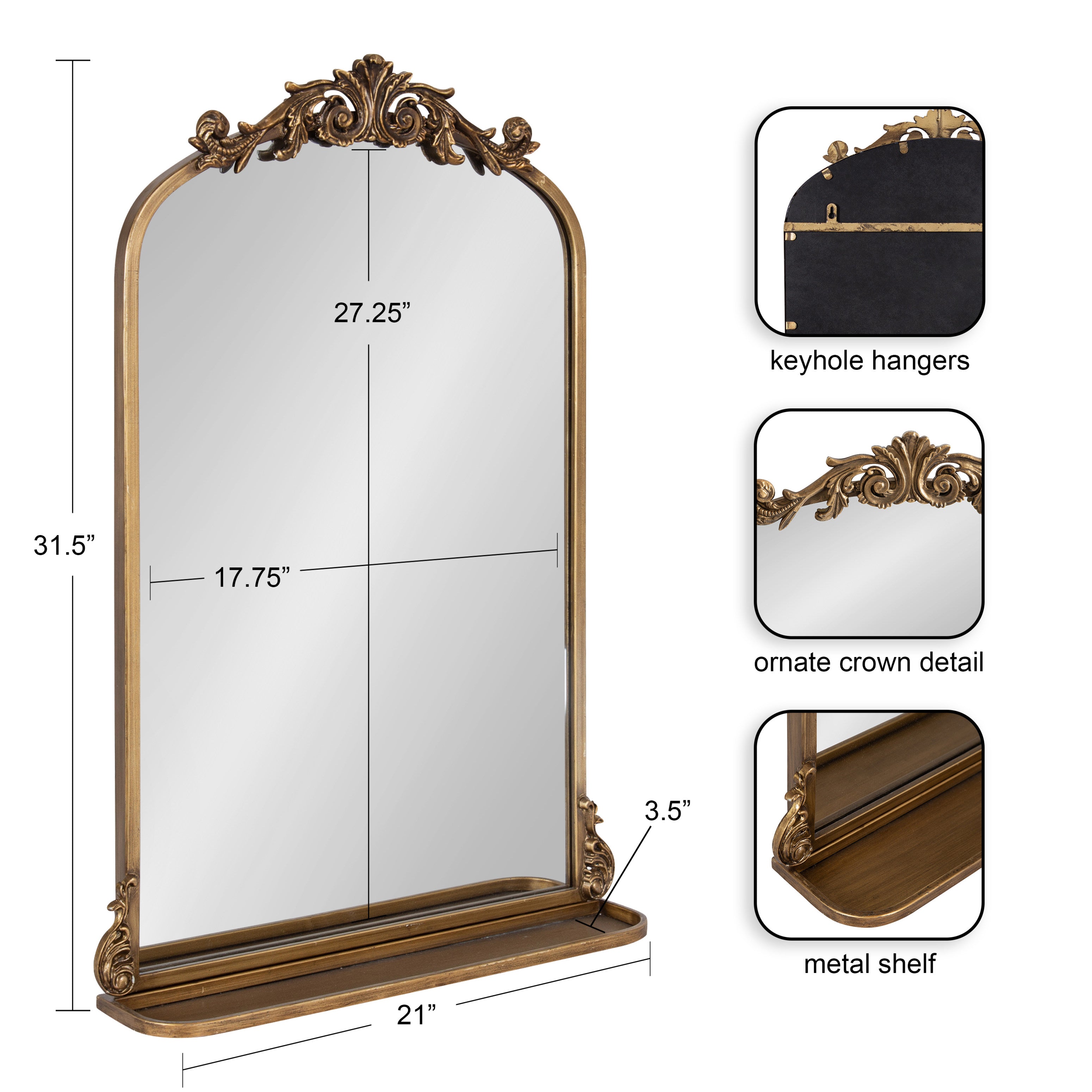 Functional Mirror Gold 21x32 2