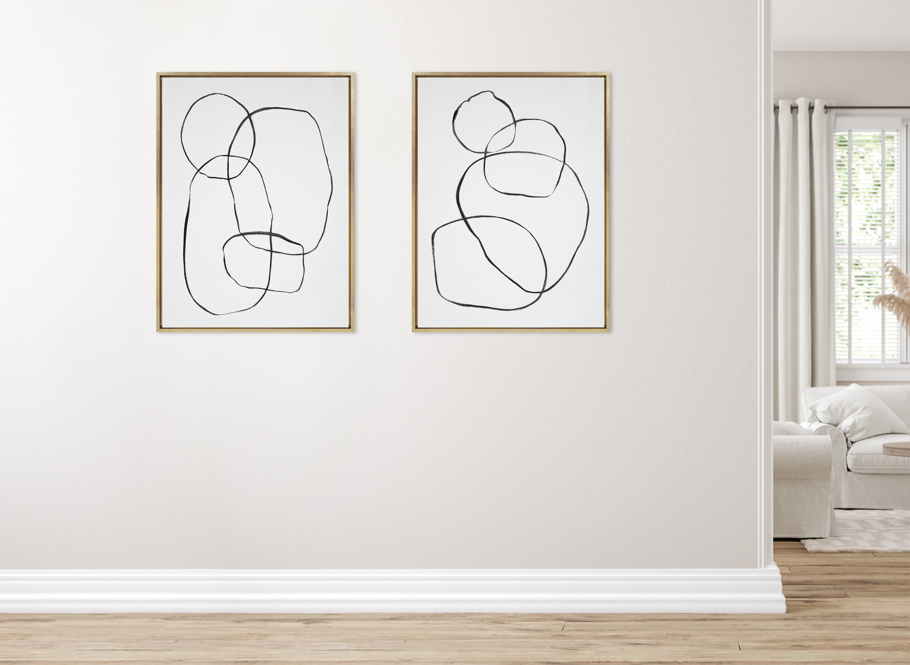 Sylvie Going in Circles Framed Textured Canvas Set by Teju Reval of SnazzyHues